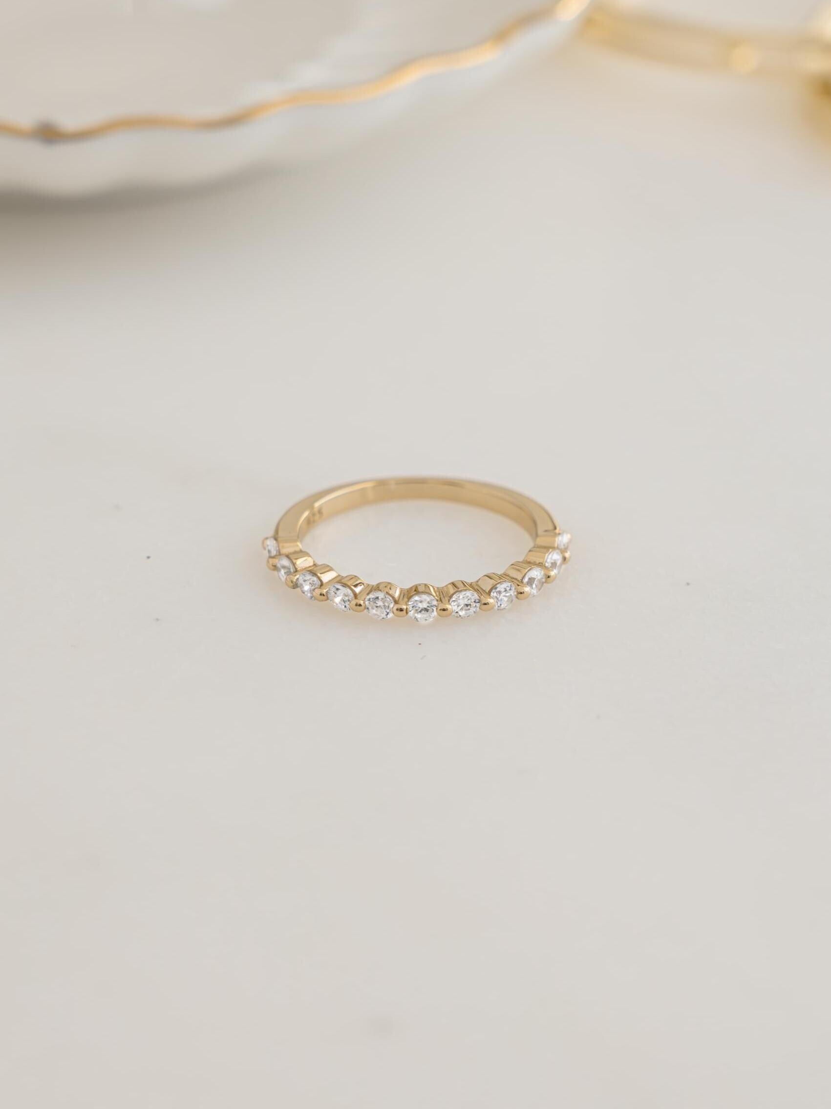Dainty Diamond Ring by Sami Jewels, Half Eternity Ring, Stackable Rings, Minimalist Jewelry, Promise Ring, Wedding Band, Pinky Ring