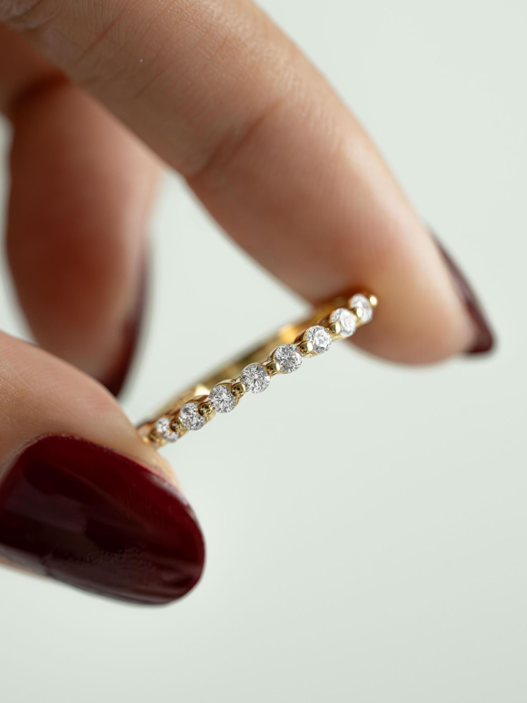 Dainty Diamond Ring by Sami Jewels, Half Eternity Ring, Stackable Rings, Minimalist Jewelry, Promise Ring, Wedding Band, Pinky Ring