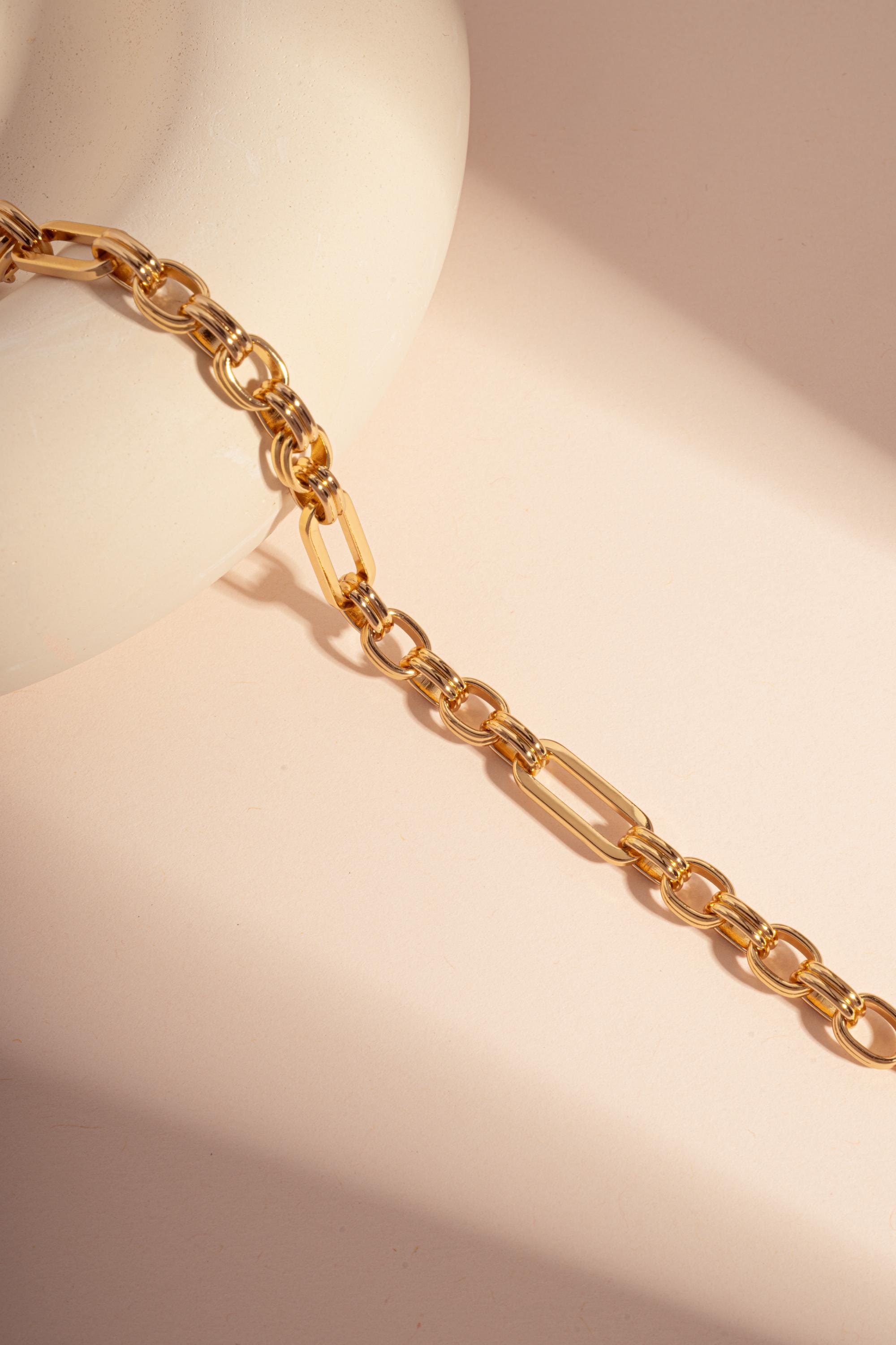 Vintage Chunky Gold Link Bracelet, Chain Bracelet, Adjustable Bracelet, Vintage Bracelet, Link Bracelet, Gold Bracelet