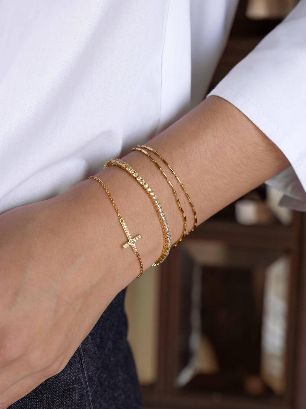 Cross Bracelet by Sami Jewels, Chain Bracelet, Charm Bracelet, Diamond Bracelet, Adjustable Bracelet, Dainty Bracelet, Religious Jewelry