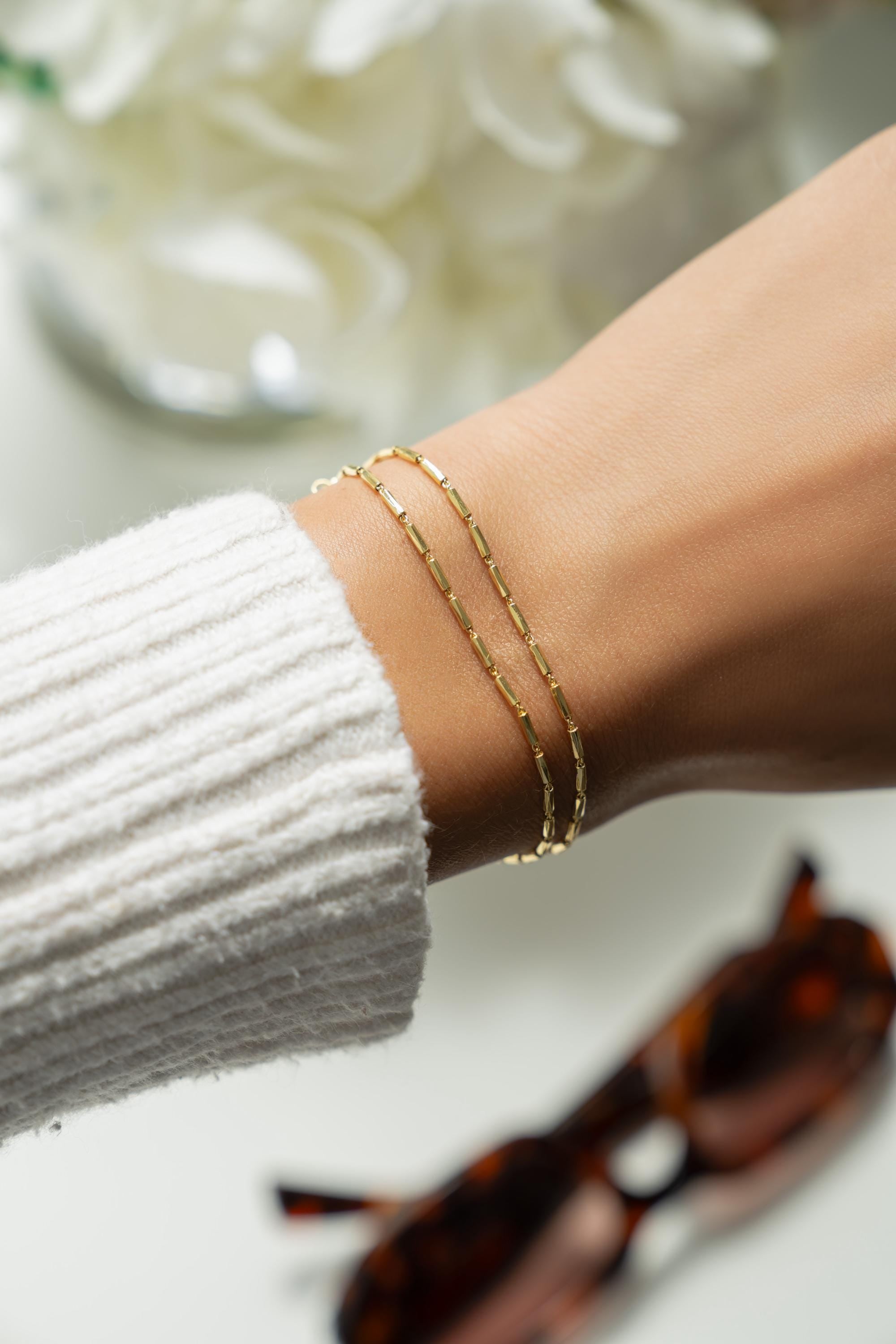 Two Bracelet Set by Sami Jewels, Chain Bracelet, Adjustable Bracelet, Bead Bracelet, Minimalist Jewelry, Bracelet Stack, Jewelry Set