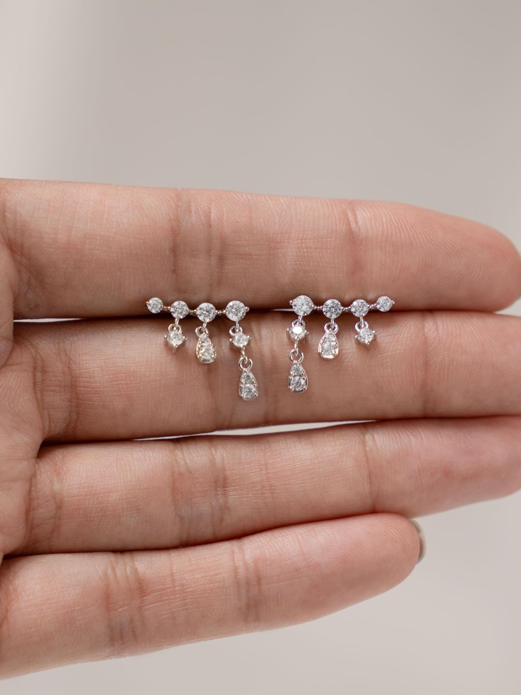 Ear Climber Earrings by Sami Jewels, Dangle Earrings, Dainty Earrings, Ear Crawler, Diamond Earrings, Bridal Jewelry, Trendy Earrings
