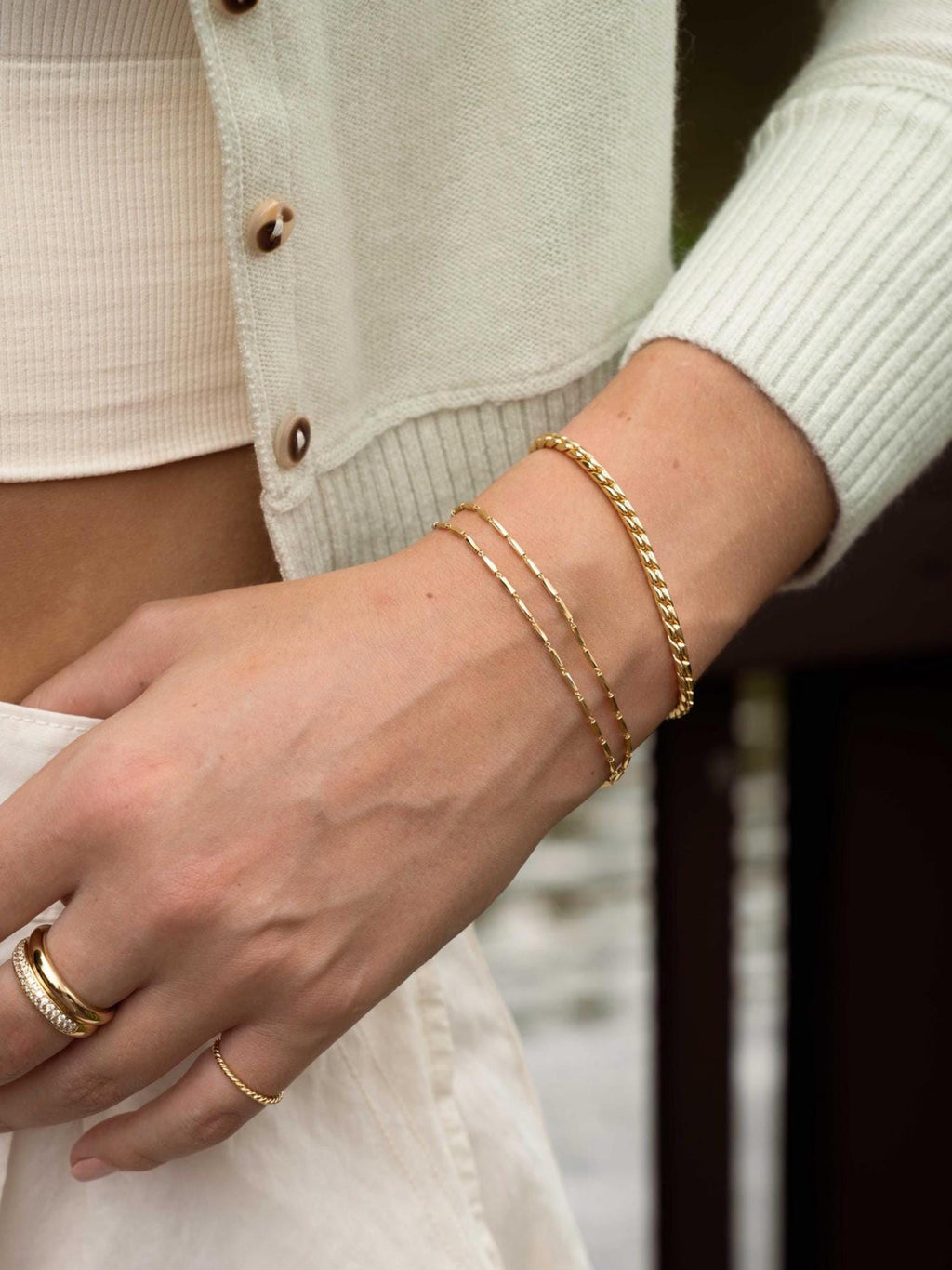 Two Bracelet Set by Sami Jewels, Chain Bracelet, Adjustable Bracelet, Bead Bracelet, Minimalist Jewelry, Bracelet Stack, Jewelry Set