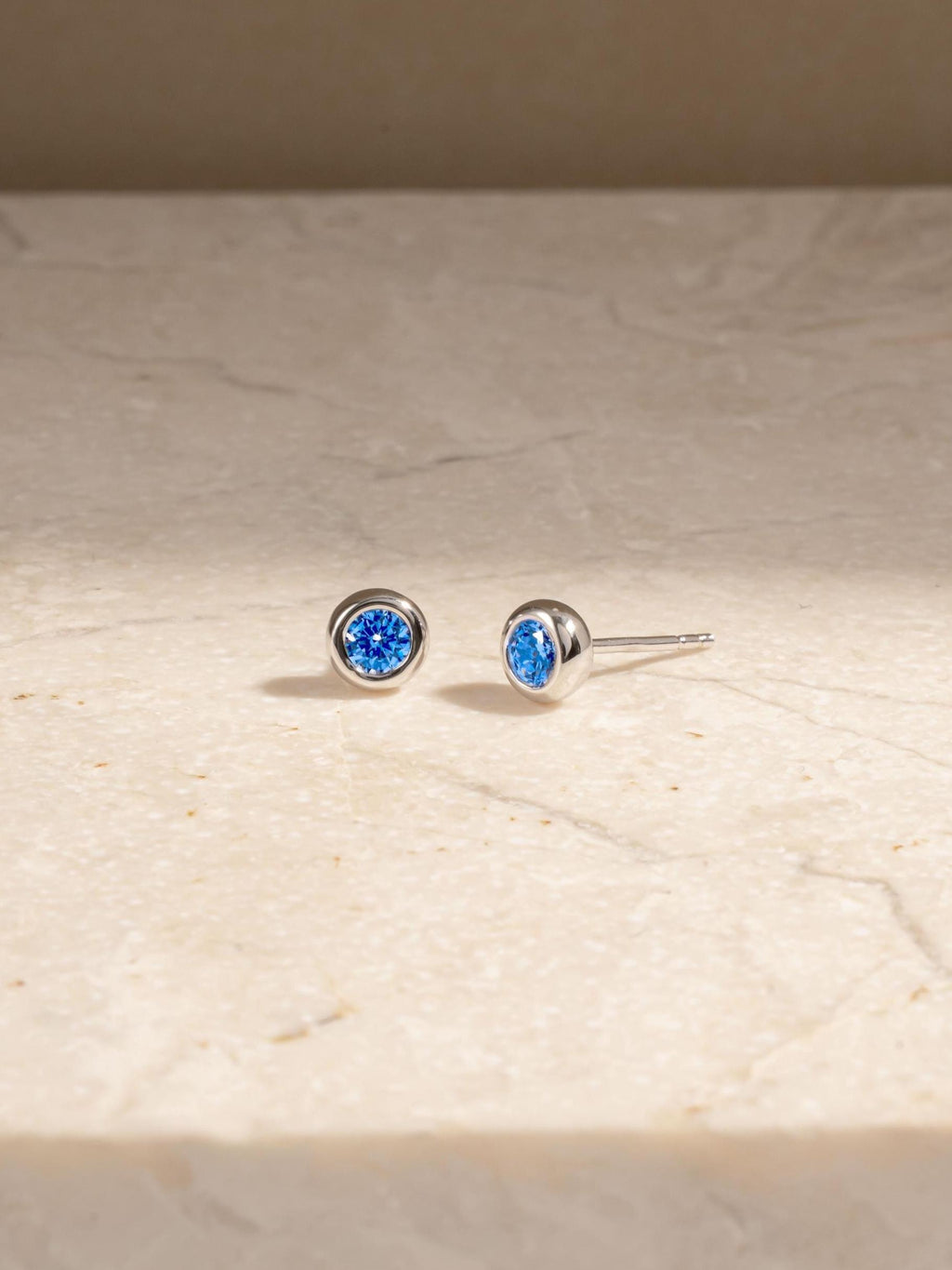 Aquamarine Diamond Bezel Stud Earrings, Aquamarine Earrings, Blue Earrings, Stud Earrings, Small Earrings, Dainty Studs, Bridal Jewelry