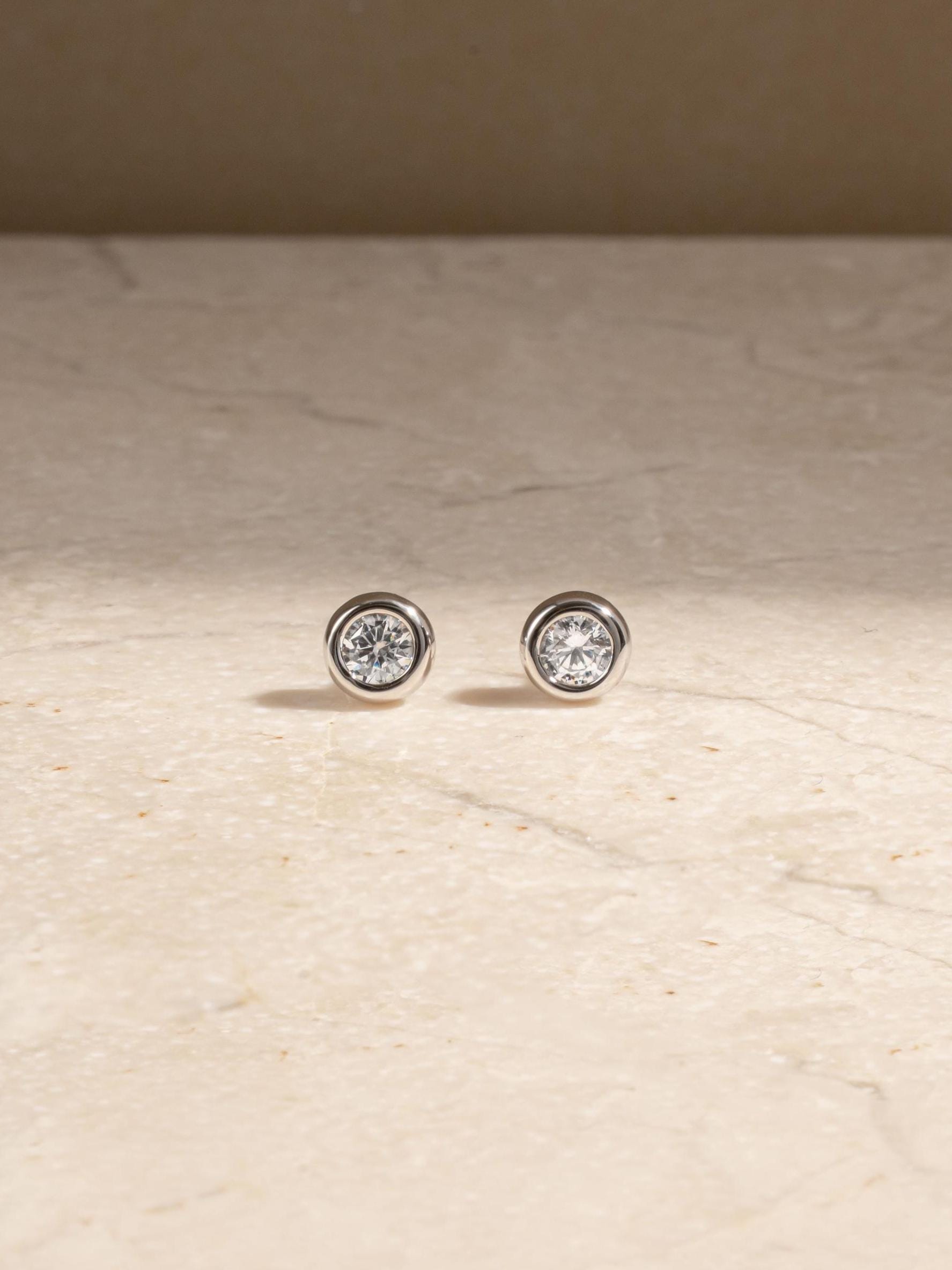 Bezel Studs by Sami Jewels, Diamond Earrings, Stud Earrings, Small Earrings, Dainty Earrings, Tiny Earrings, Bridal Jewelry, Gift for Her