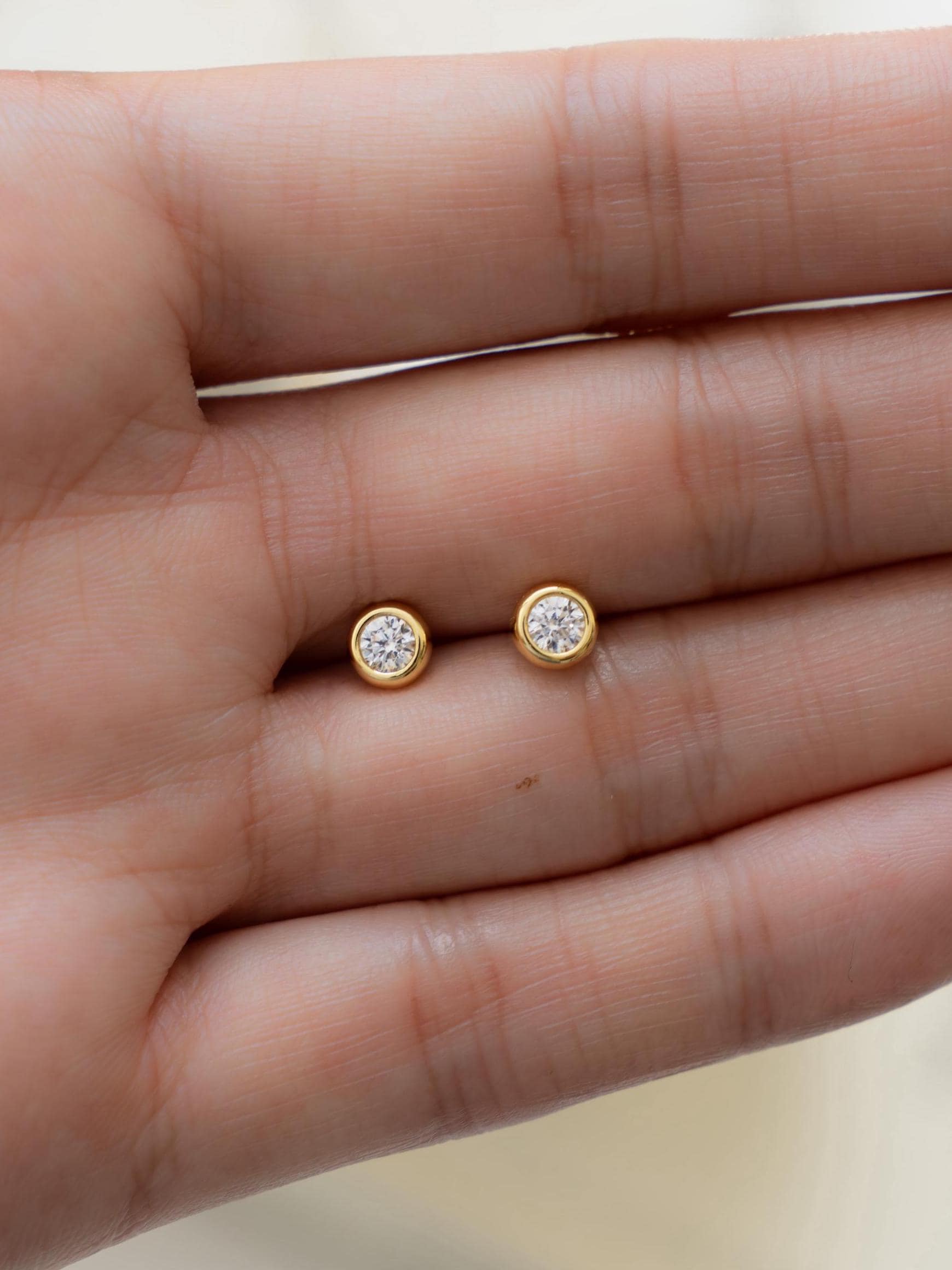 Bezel Studs by Sami Jewels, Diamond Earrings, Stud Earrings, Small Earrings, Dainty Earrings, Tiny Earrings, Bridal Jewelry, Gift for Her