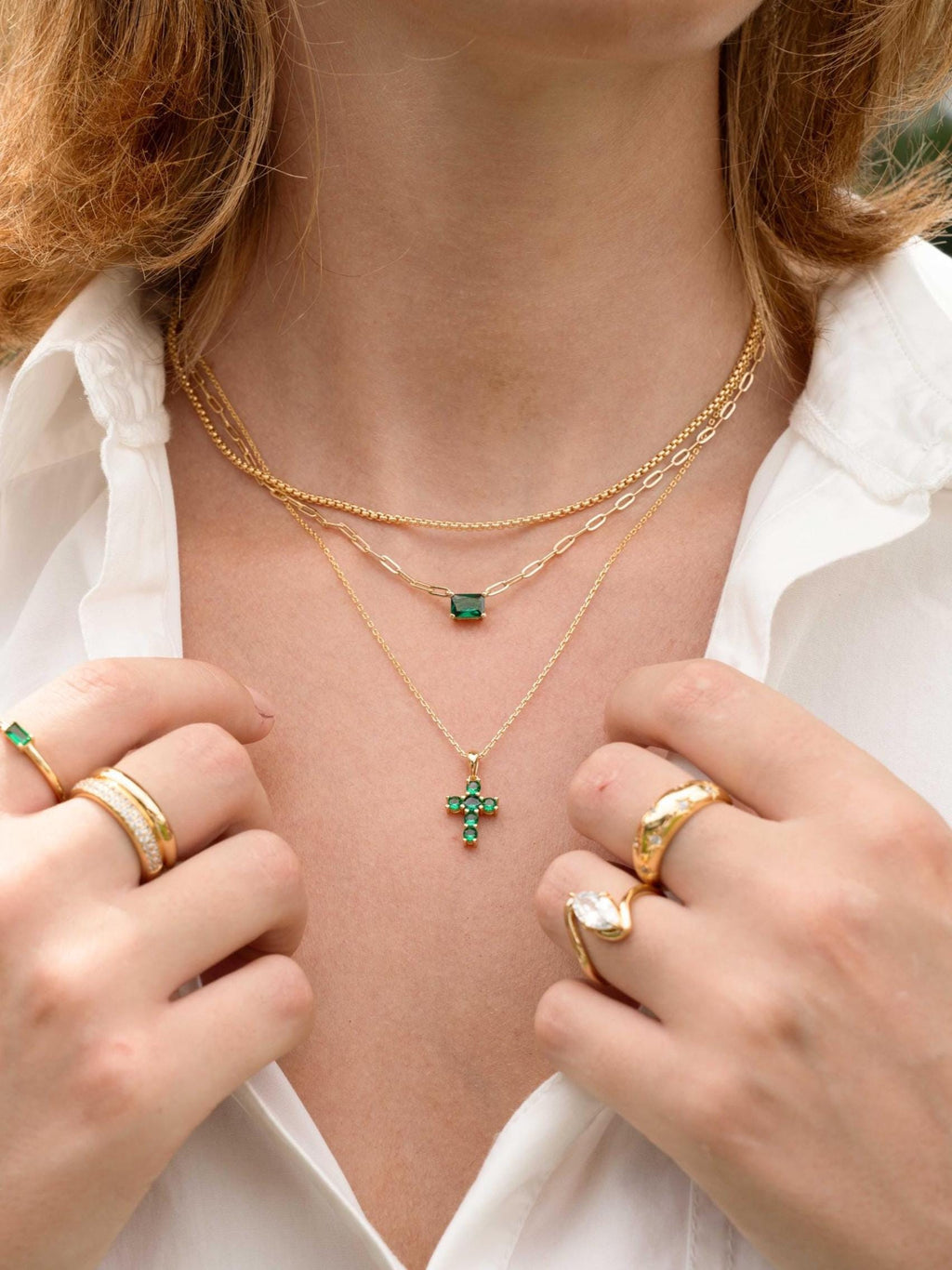 Emerald Baguette Necklace, Green Pendant Necklace, Baguette Necklace, Gemstone Necklace, Paperclip Chain Necklace, Birthstone Necklace
