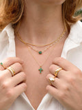 Emerald Baguette Necklace, Green Pendant Necklace, Baguette Necklace, Gemstone Necklace, Paperclip Chain Necklace, Birthstone Necklace