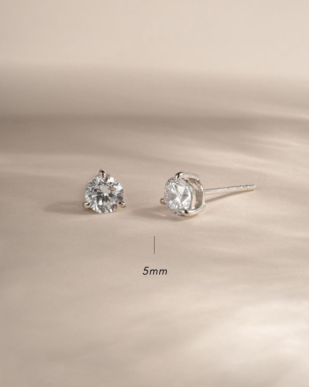 Diamond Stud Earrings Available in 4 Sizes, Dainty Stud Earrings, Round Stud Earrings, Sterling Silver Earrings, Bridal Earrings