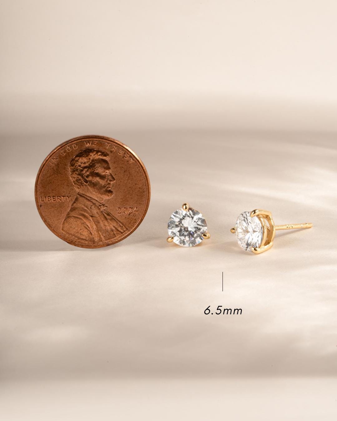 Diamond Stud Earrings Available in 4 Sizes, Dainty Stud Earrings, Round Stud Earrings, Sterling Silver Earrings, Bridal Earrings