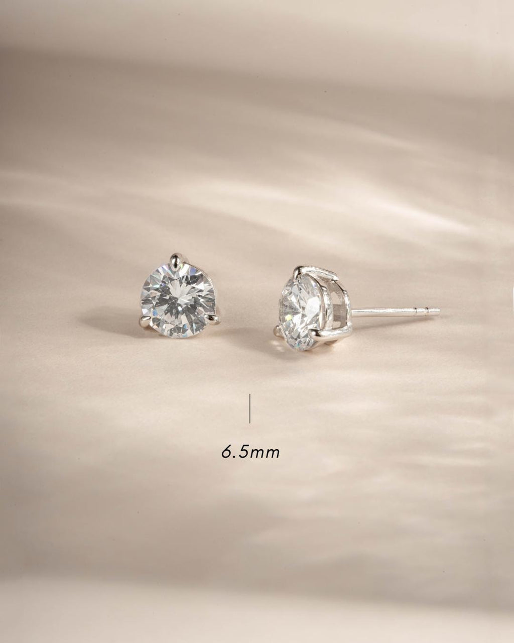 Diamond Stud Earrings Available in 4 Sizes, Dainty Stud Earrings, Round Stud Earrings, Sterling Silver Earrings, Bridal Earrings