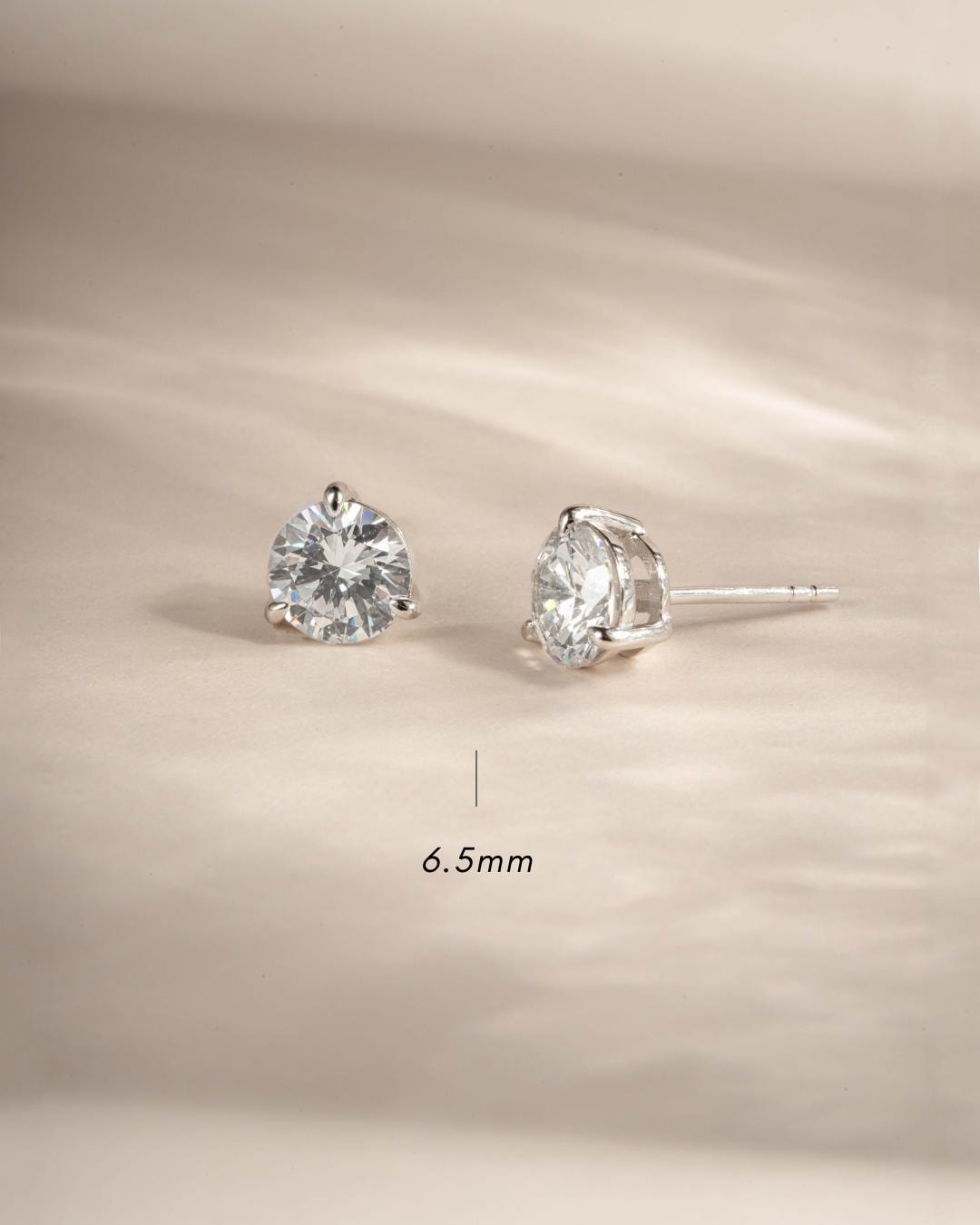 Diamond Stud Earrings Available in 4 Sizes, Dainty Stud Earrings, Round Stud Earrings, Sterling Silver Earrings, Bridal Earrings