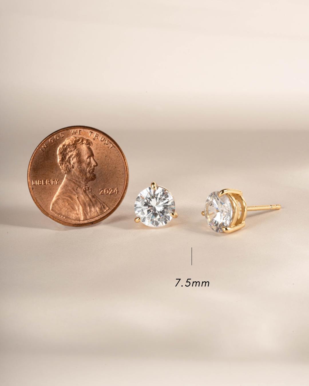 Diamond Stud Earrings Available in 4 Sizes, Dainty Stud Earrings, Round Stud Earrings, Sterling Silver Earrings, Bridal Earrings