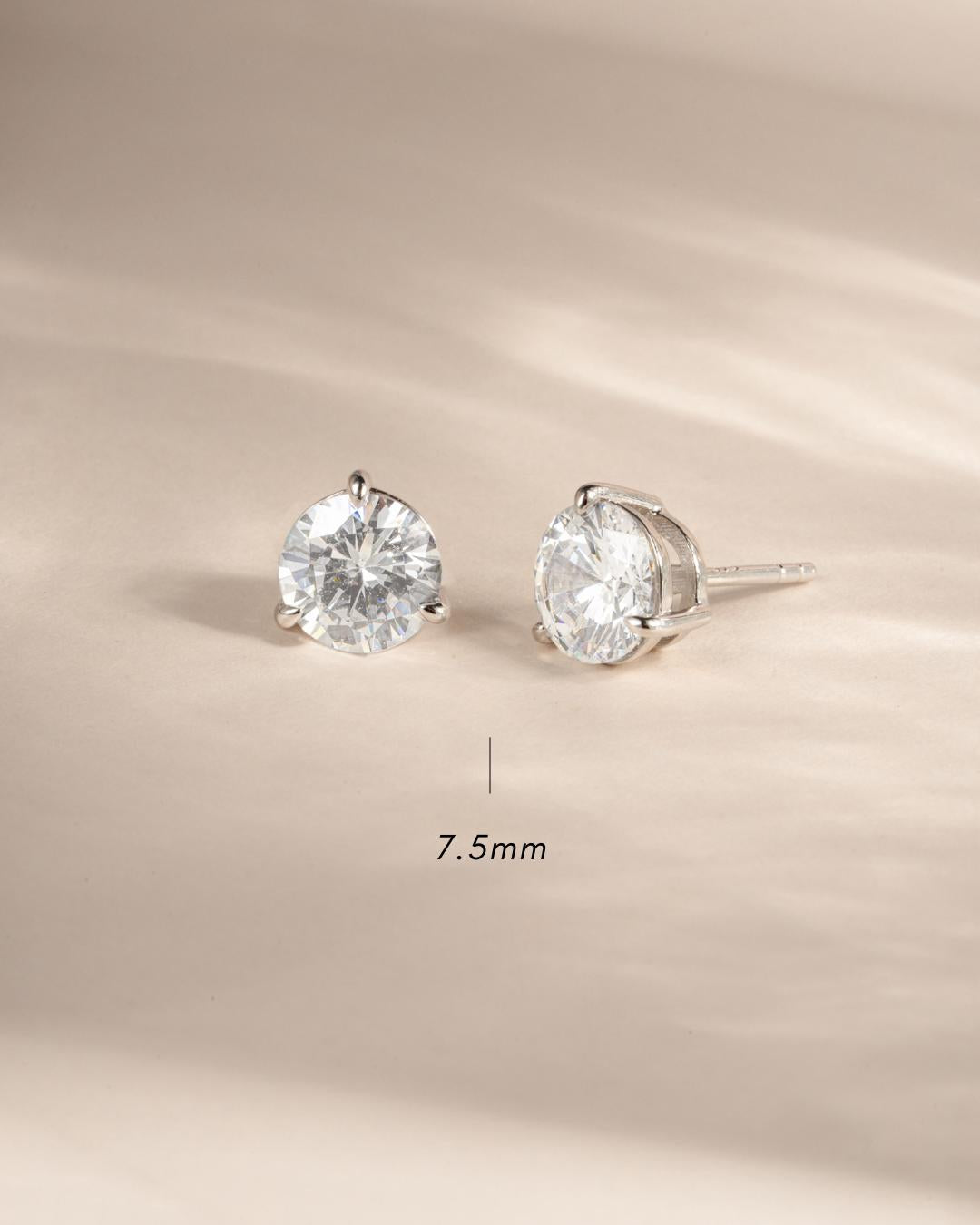 Diamond Stud Earrings Available in 4 Sizes, Dainty Stud Earrings, Round Stud Earrings, Sterling Silver Earrings, Bridal Earrings