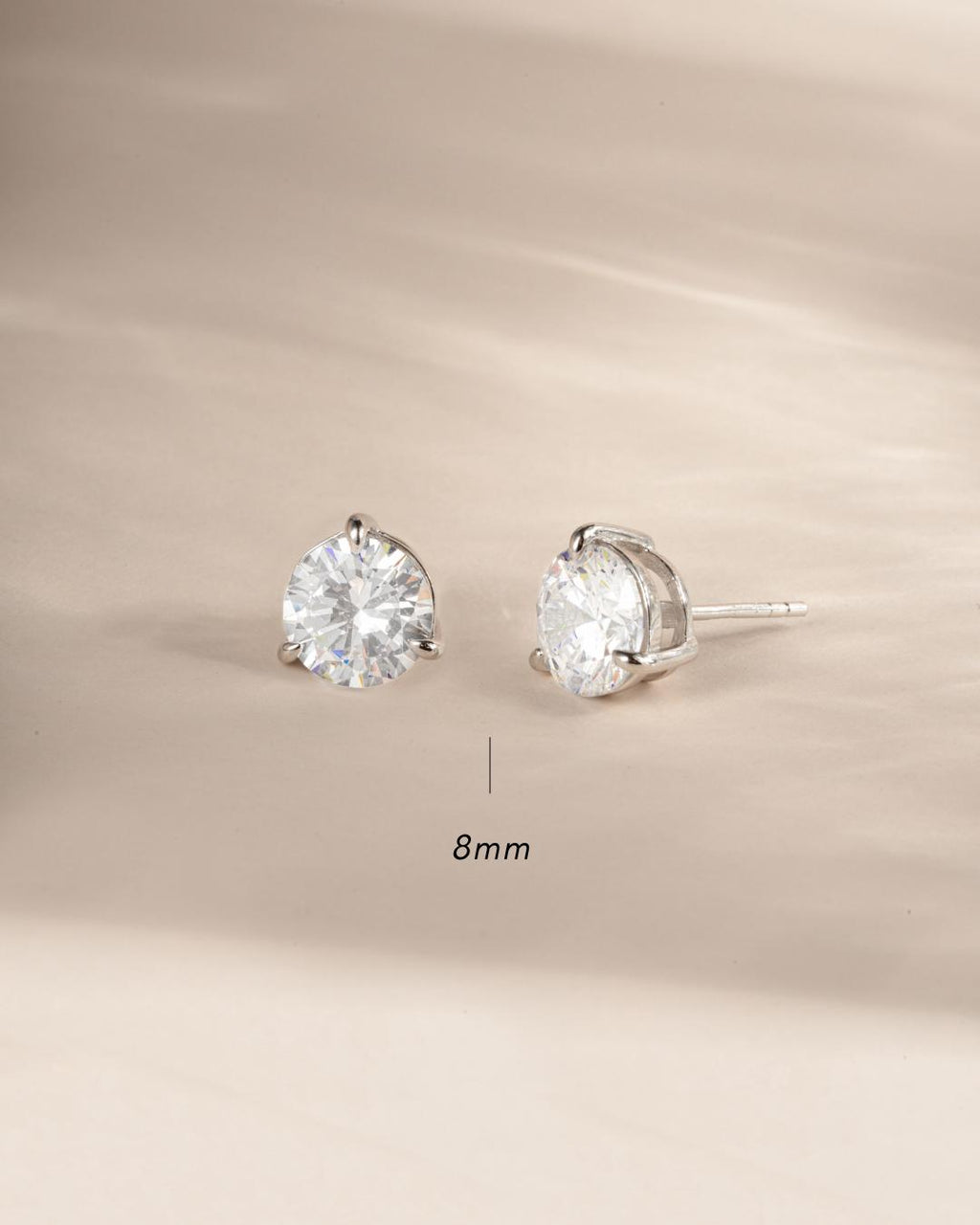 Diamond Stud Earrings Available in 4 Sizes, Dainty Stud Earrings, Round Stud Earrings, Sterling Silver Earrings, Bridal Earrings