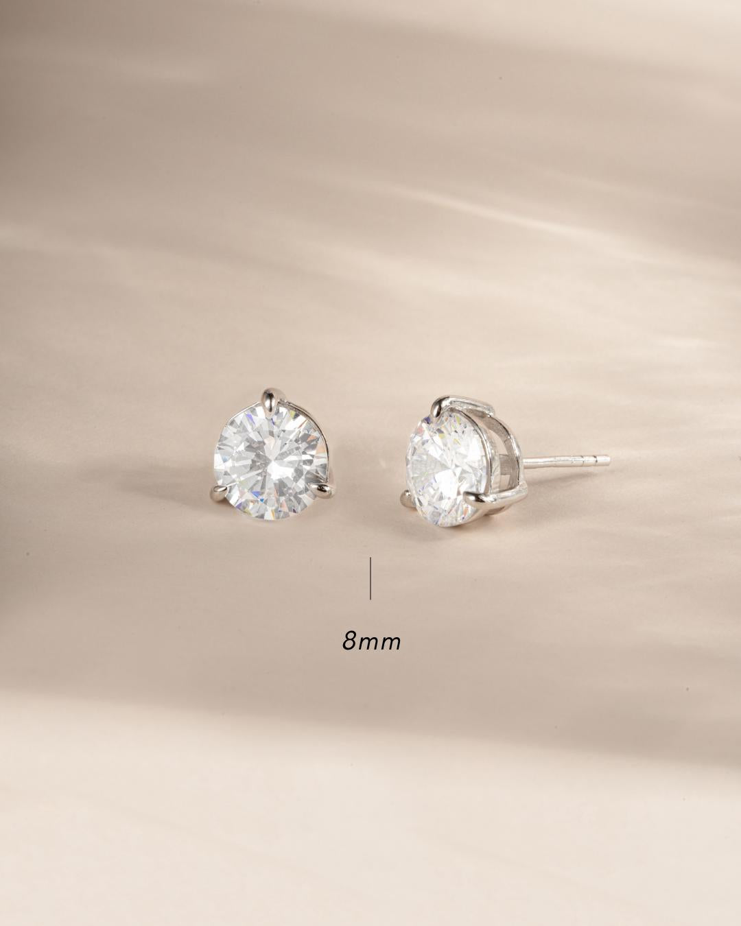 Diamond Stud Earrings Available in 4 Sizes, Dainty Stud Earrings, Round Stud Earrings, Sterling Silver Earrings, Bridal Earrings