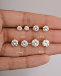 Diamond Stud Earrings Available in 4 Sizes, Dainty Stud Earrings, Round Stud Earrings, Sterling Silver Earrings, Bridal Earrings