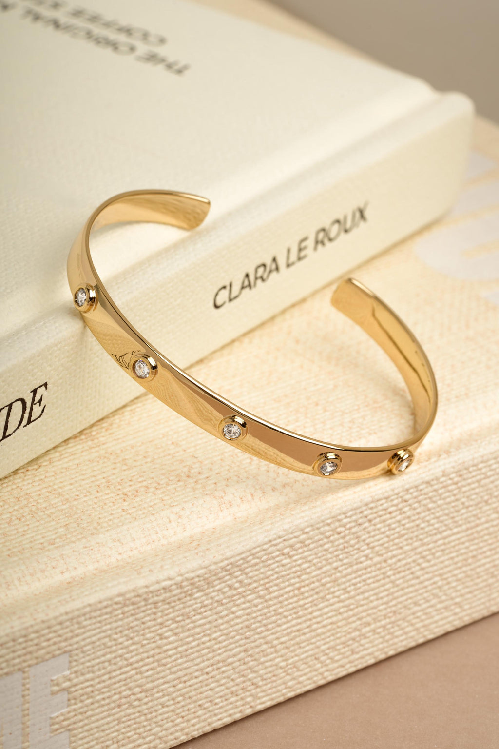 Diamond Bezel Cuff Bracelet by Sami Jewels, Adjustable Design available in Gold or Silver