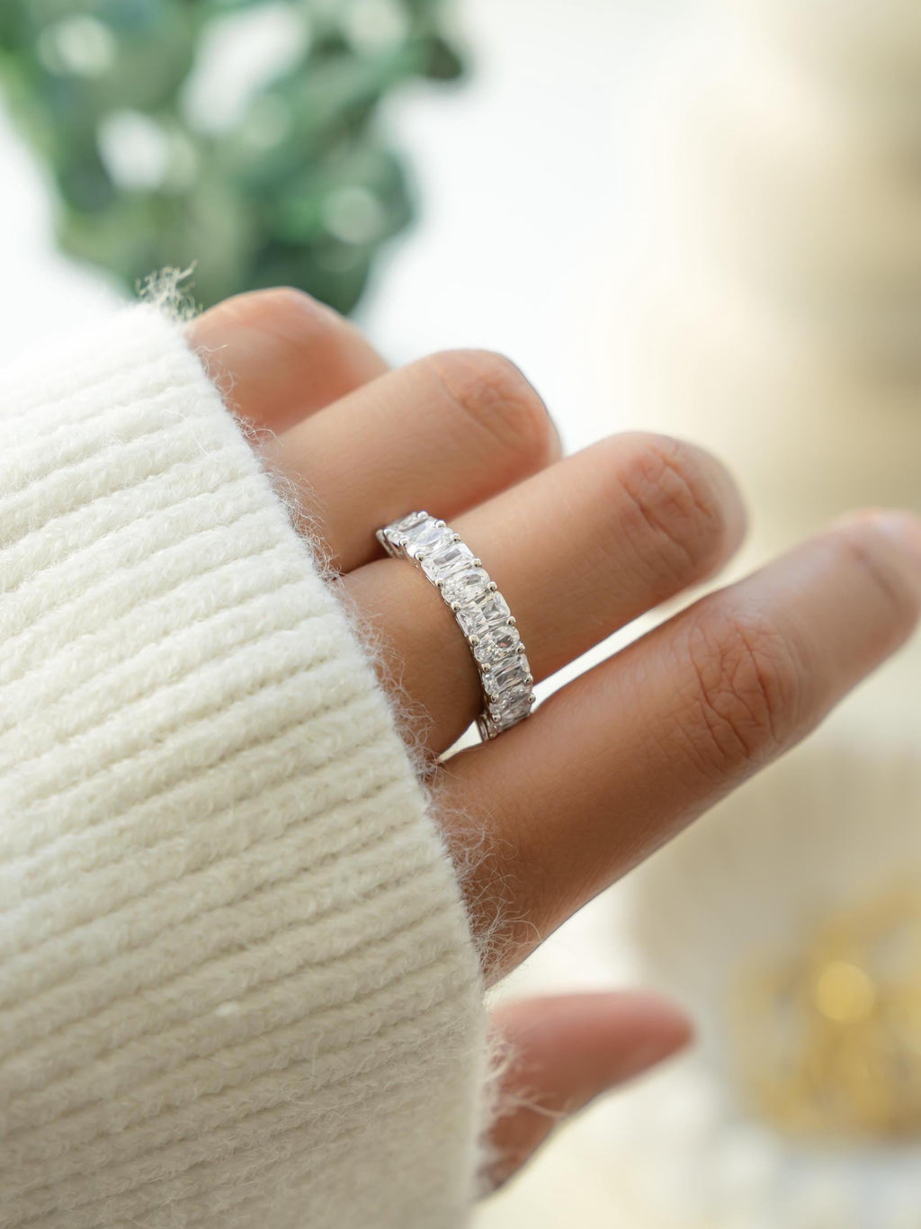 Diamond Ring by Sami Jewels, Cubic Zirconia Wedding Band, Radiant Cut & Oval Cut Stone,