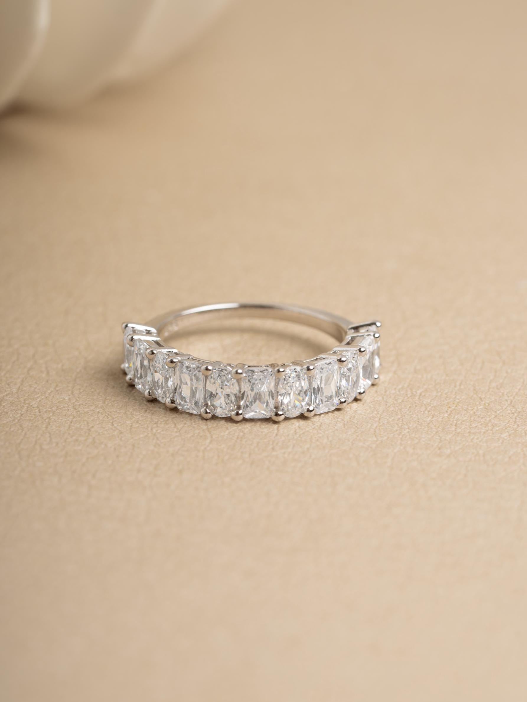 Diamond Ring by Sami Jewels, Cubic Zirconia Wedding Band, Radiant Cut & Oval Cut Stone,