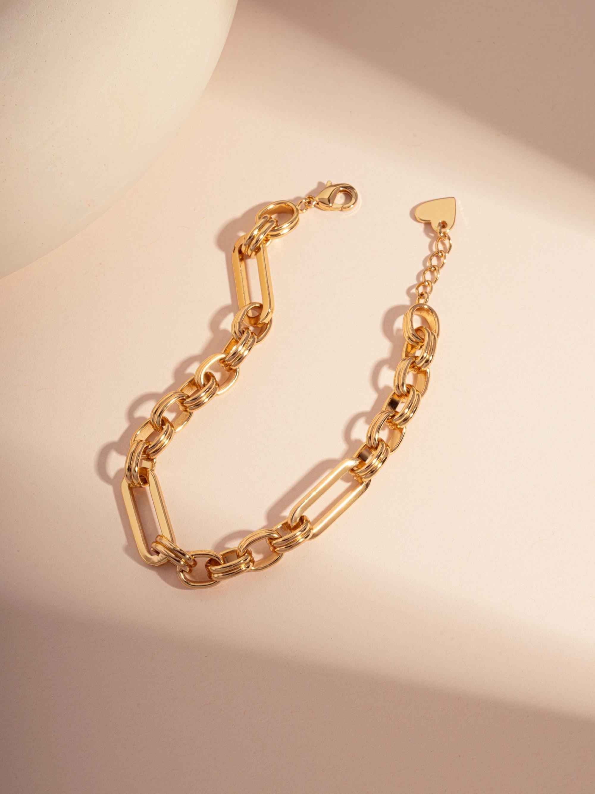 Vintage Chunky Gold Link Bracelet, Chain Bracelet, Adjustable Bracelet, Vintage Bracelet, Link Bracelet, Gold Bracelet