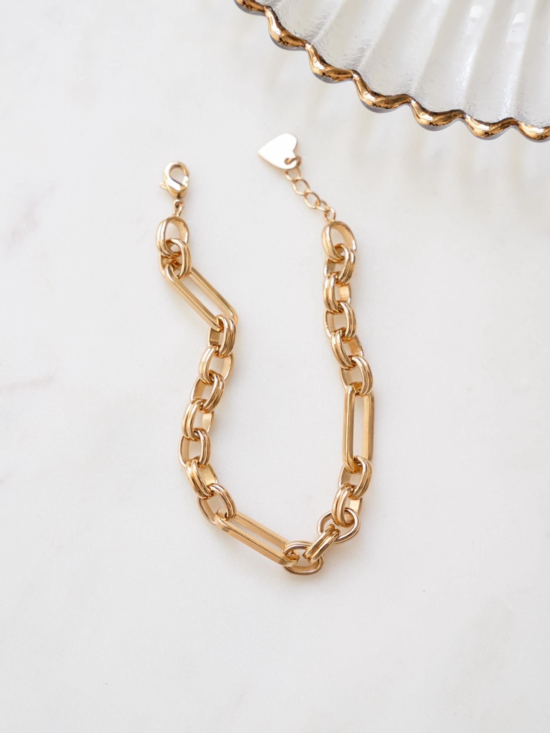 Vintage Chunky Gold Link Bracelet, Chain Bracelet, Adjustable Bracelet, Vintage Bracelet, Link Bracelet, Gold Bracelet