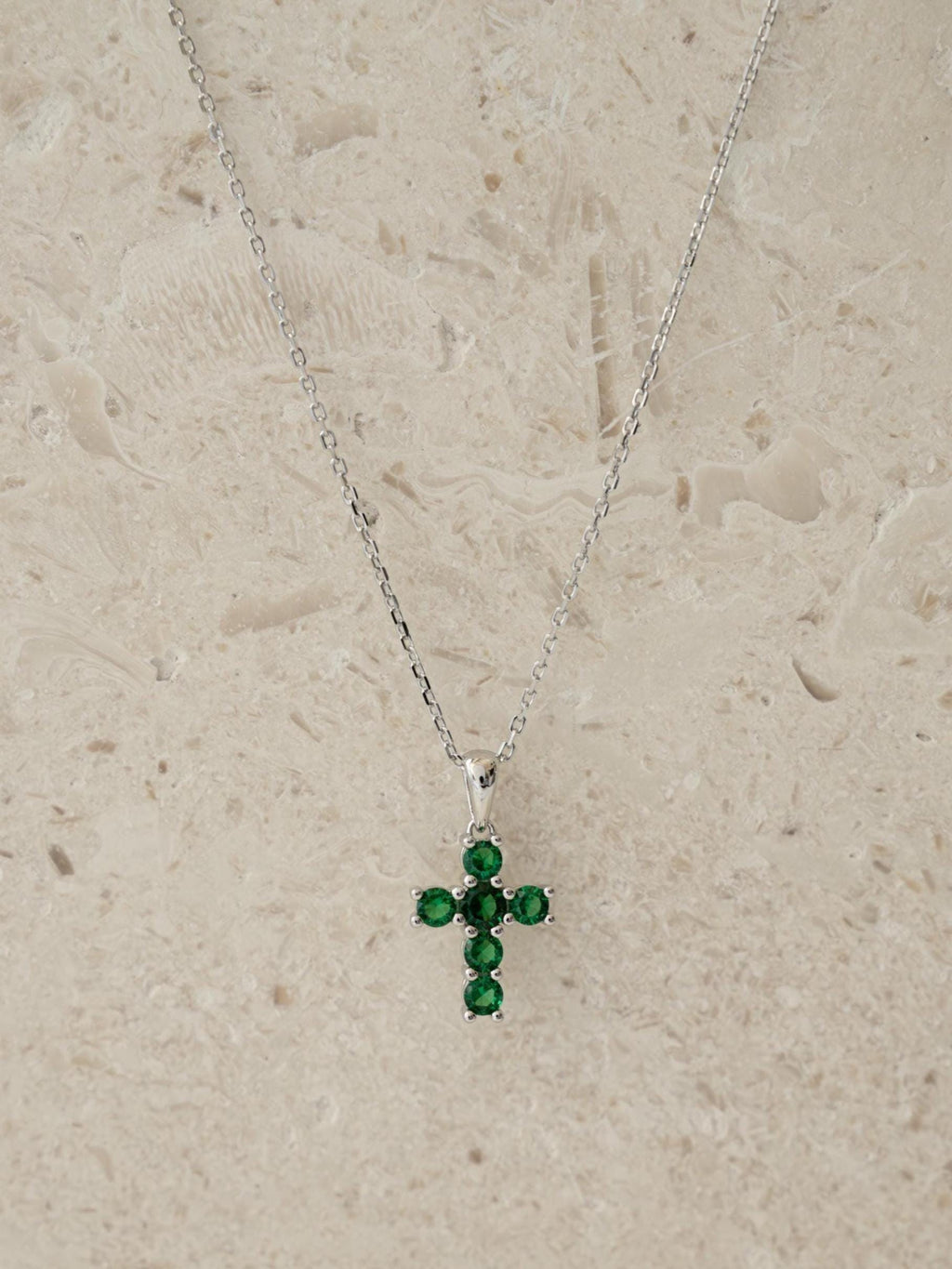Emerald Cross Necklace by Sami Jewels, Green Cross Pendant Necklace, Religious Jewelry, Dainty Necklace, Gemstone Necklace, Gift for Her