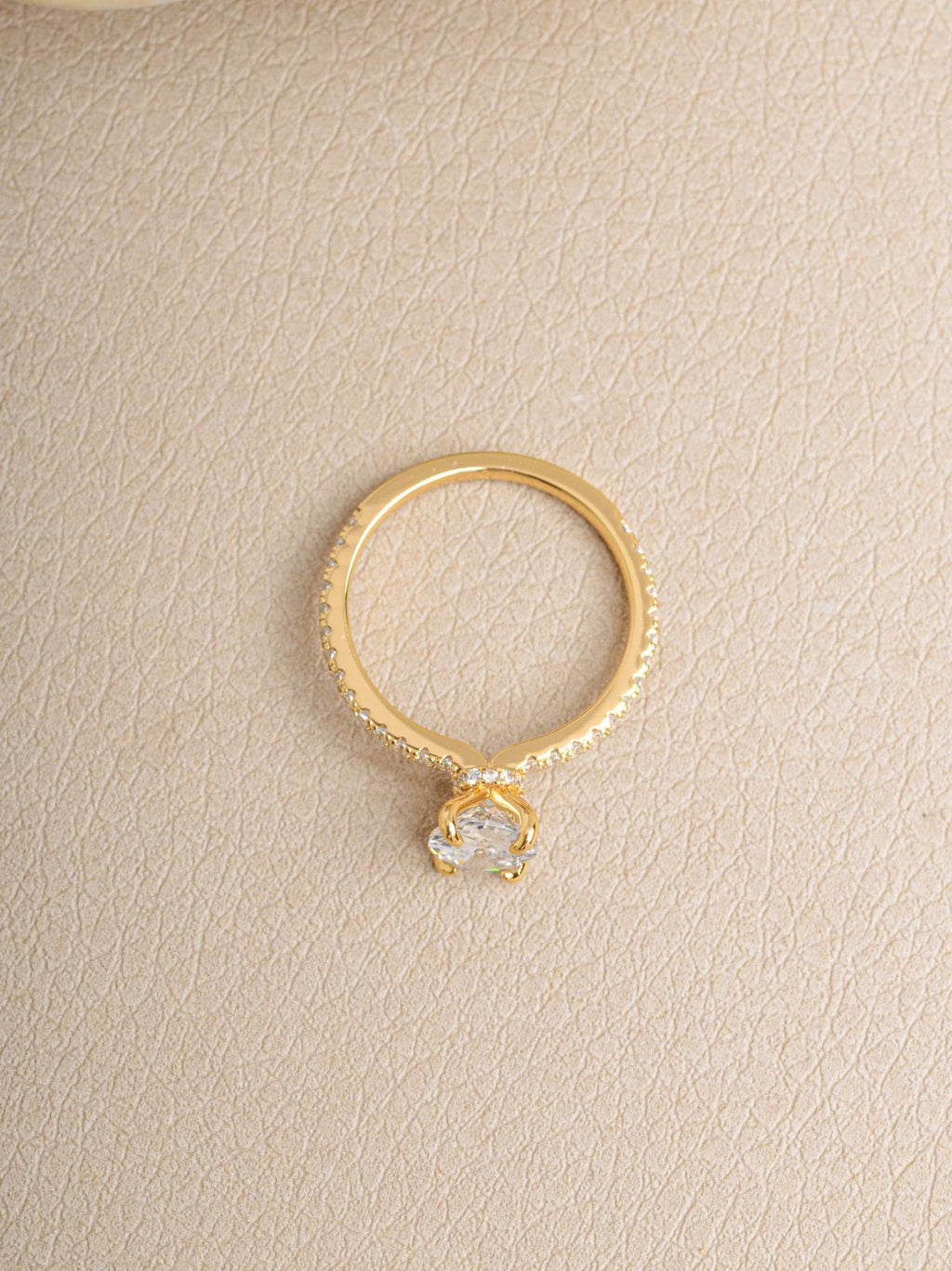 Oval Solitaire Diamond Engagement Ring with Pavé Band by Sami Jewels, Premium 925 Sterling Silver Ring Sizes 4-10