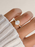 Oval Solitaire Diamond Engagement Ring with Pavé Band by Sami Jewels, Premium 925 Sterling Silver Ring Sizes 4-10
