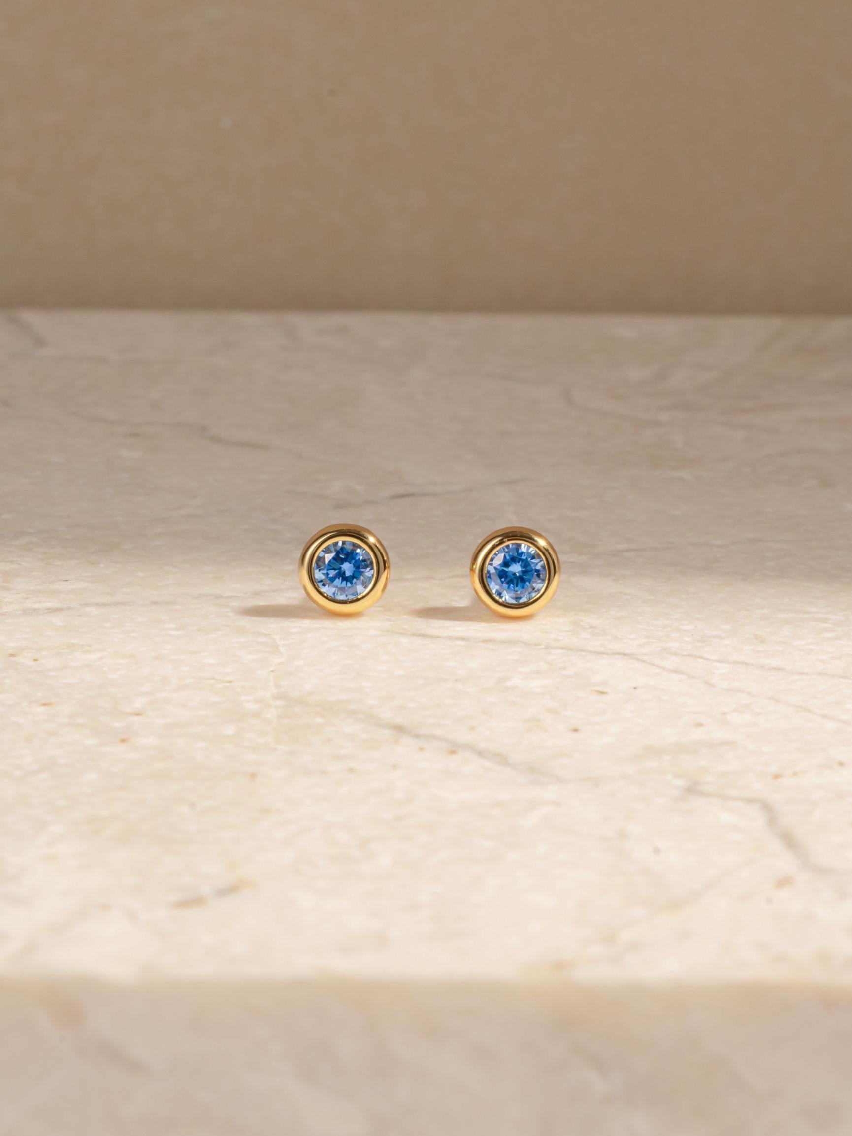 Aquamarine Diamond Bezel Stud Earrings, Aquamarine Earrings, Blue Earrings, Stud Earrings, Small Earrings, Dainty Studs, Bridal Jewelry
