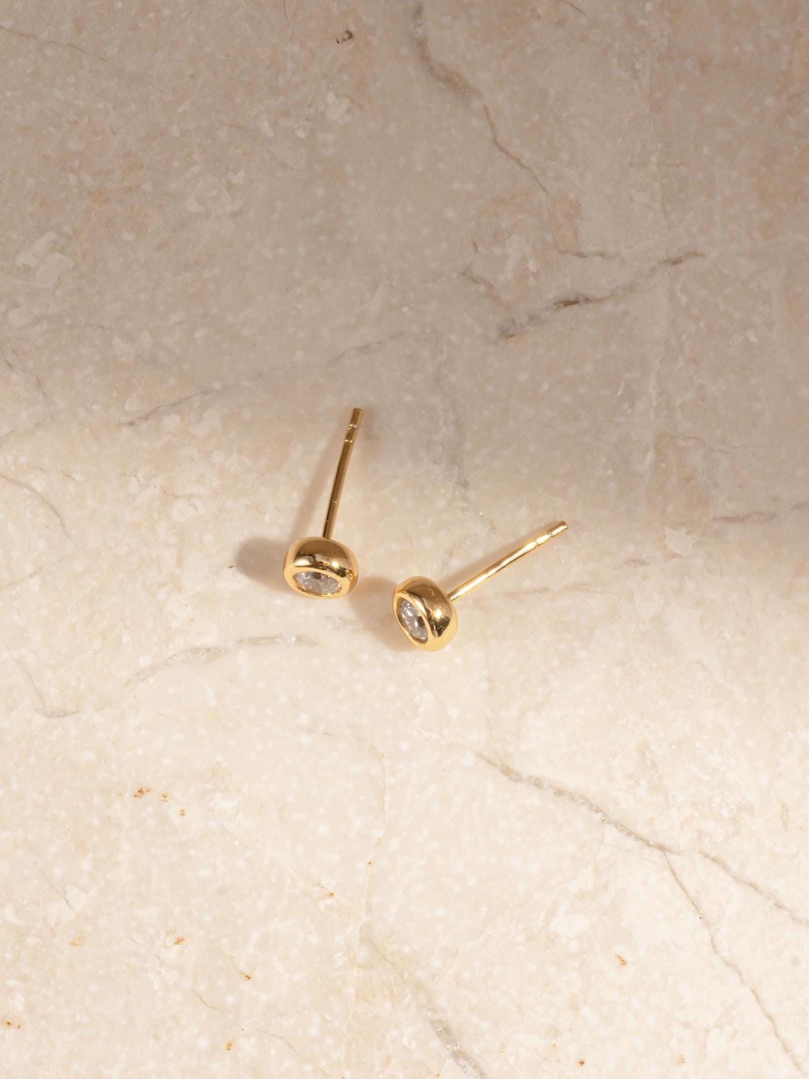 Bezel Studs by Sami Jewels, Diamond Earrings, Stud Earrings, Small Earrings, Dainty Earrings, Tiny Earrings, Bridal Jewelry, Gift for Her