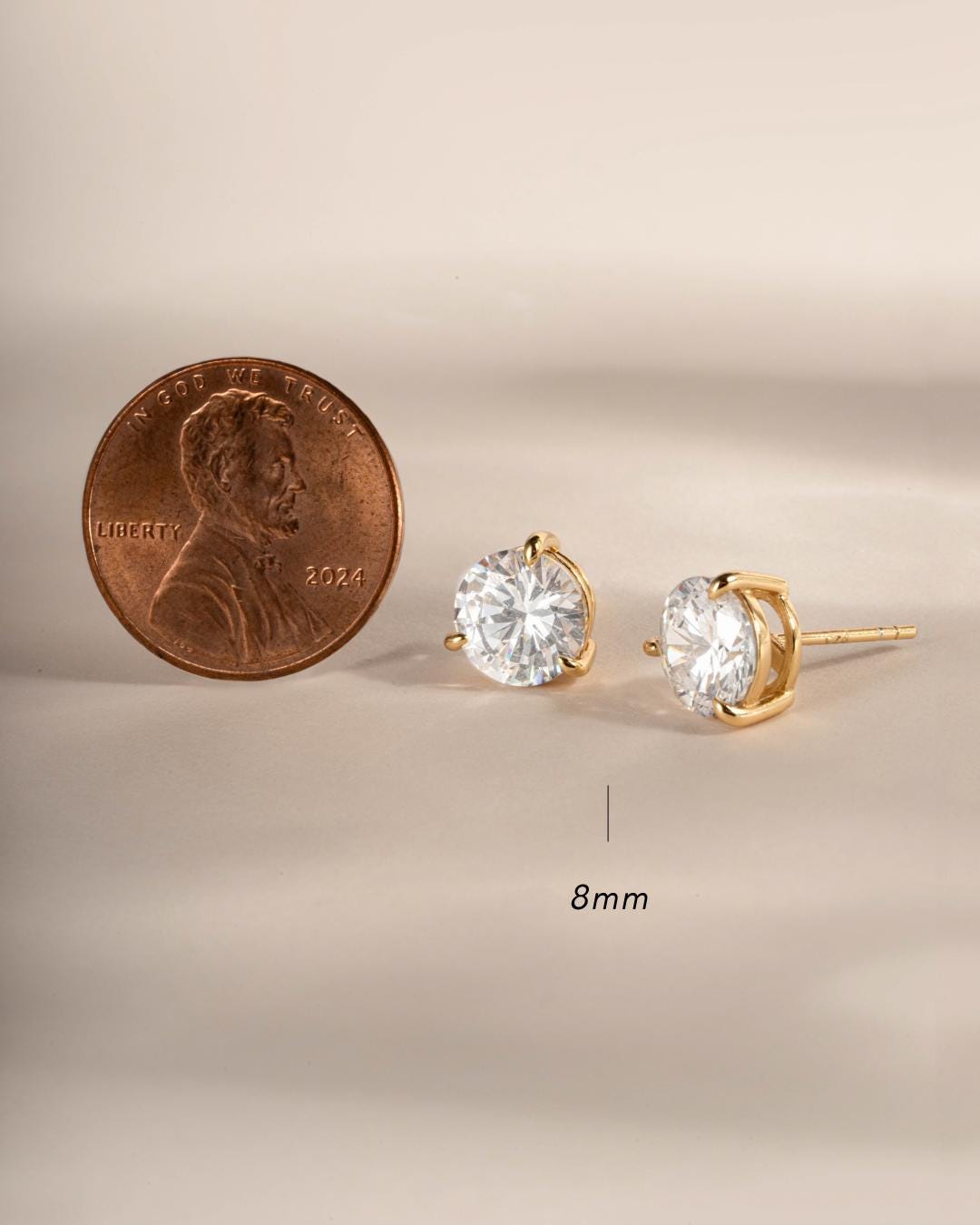 Diamond Stud Earrings Available in 4 Sizes, Dainty Stud Earrings, Round Stud Earrings, Sterling Silver Earrings, Bridal Earrings