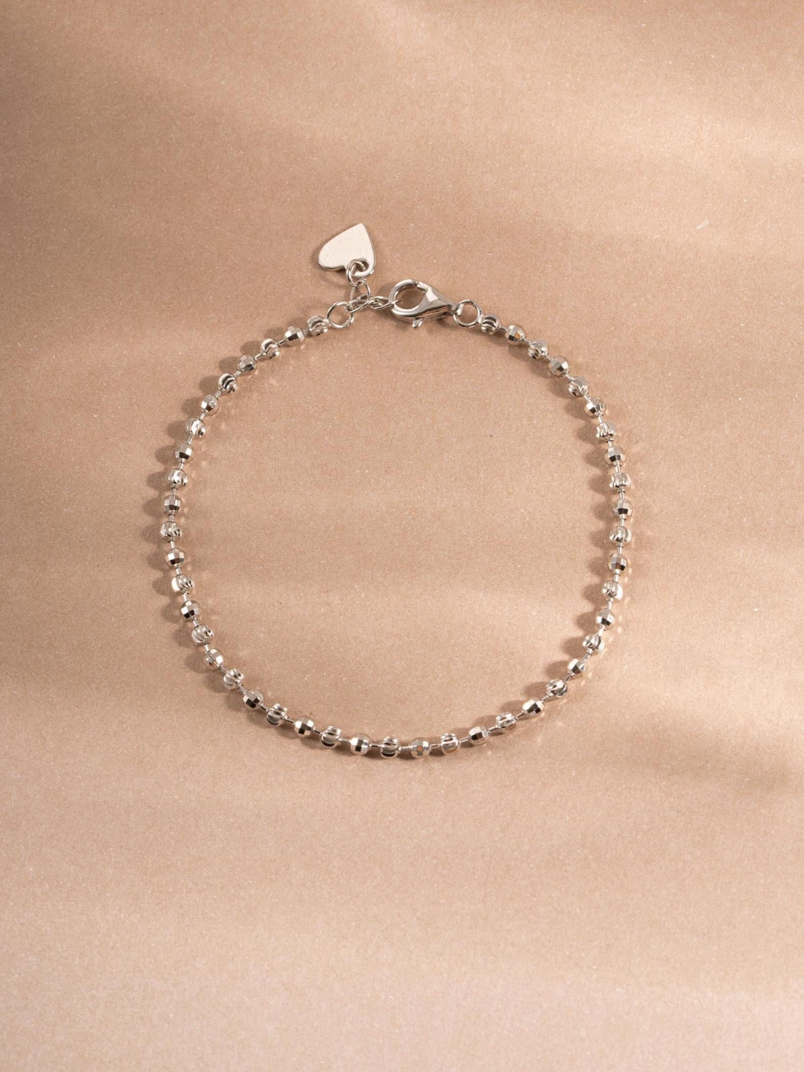 Diamond Cut Beaded Ball Chain Bracelet, Adjustable Bracelet for Perfect Fit, Beaded Bracelet, Chain Bracelet
