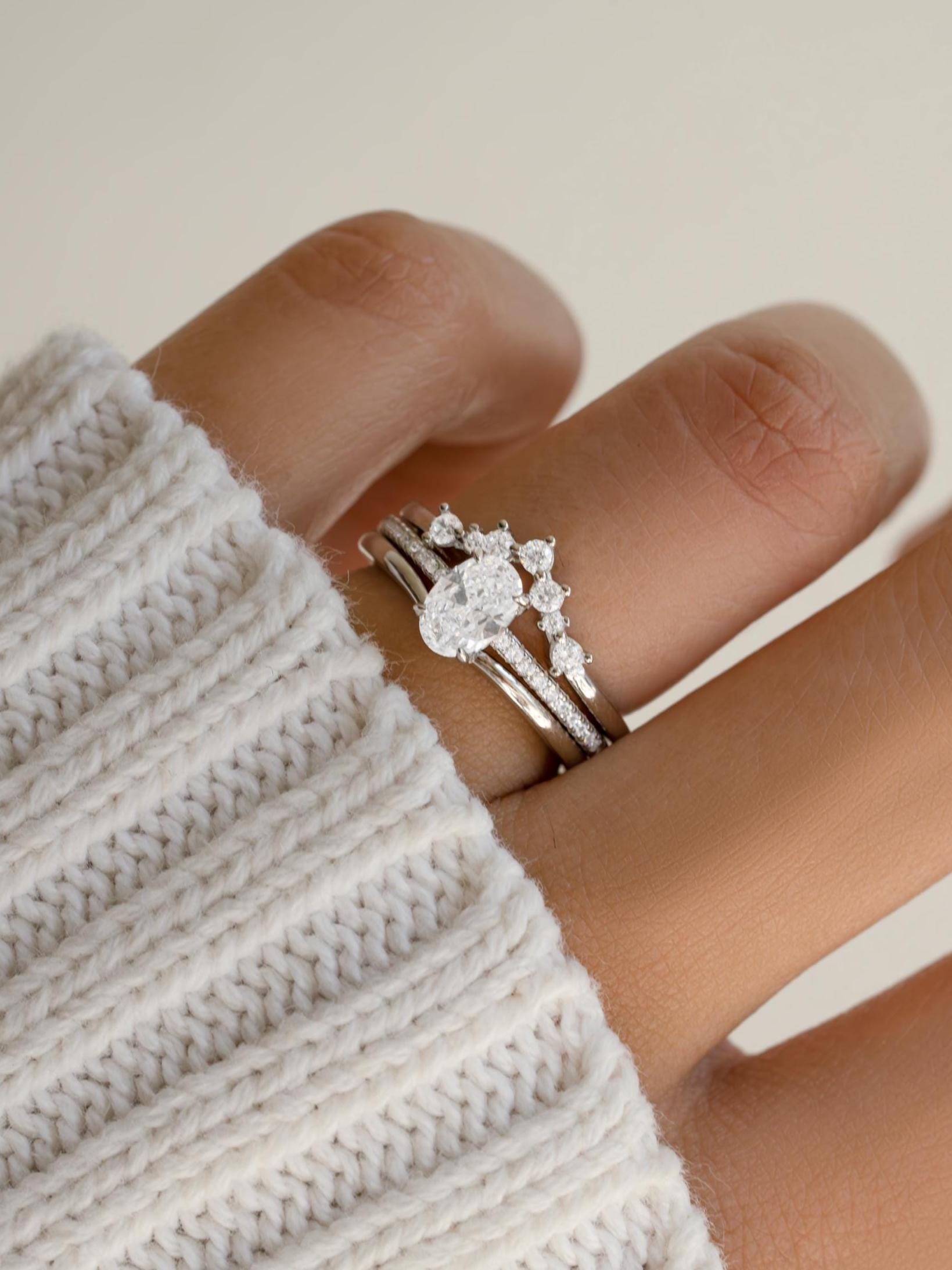 Oval Engagement Ring Set by Sami Jewels, Promise Ring Set, Engagement Ring Set, Bridal Jewelry, Stackable Rings, Diamond Rings, Ring Set