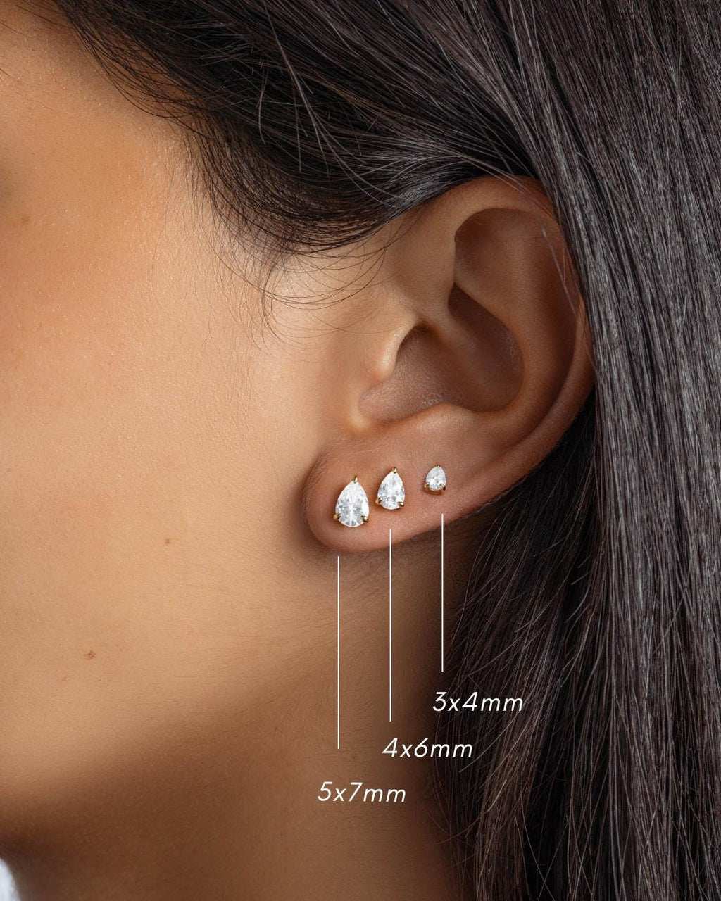 Pear Stud Earrings available in Multiple Sizes, Tear Drop Earrings, Diamond Studs, Cartilage Studs, Small Studs