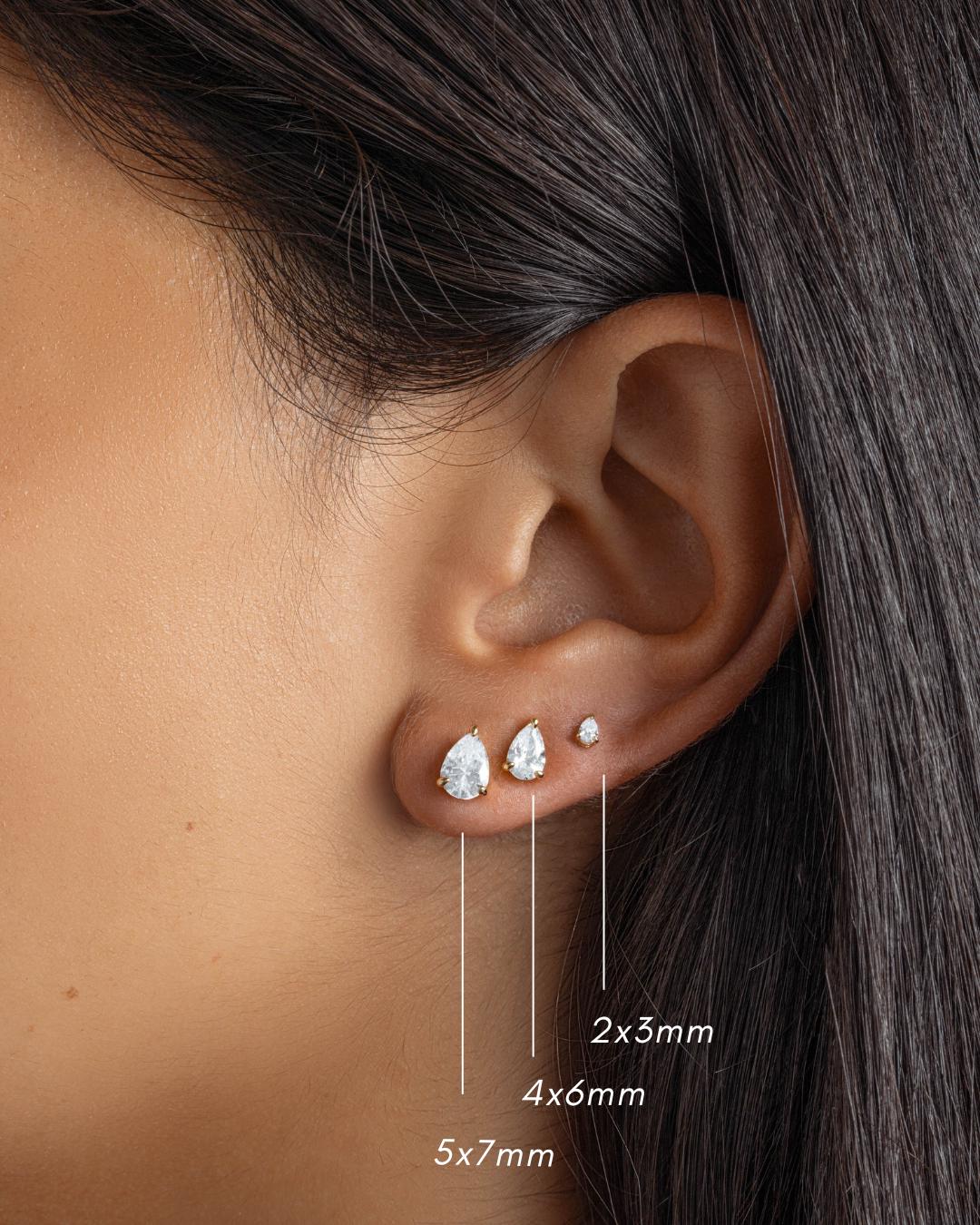 Pear Stud Earrings available in Multiple Sizes, Tear Drop Earrings, Diamond Studs, Cartilage Studs, Small Studs