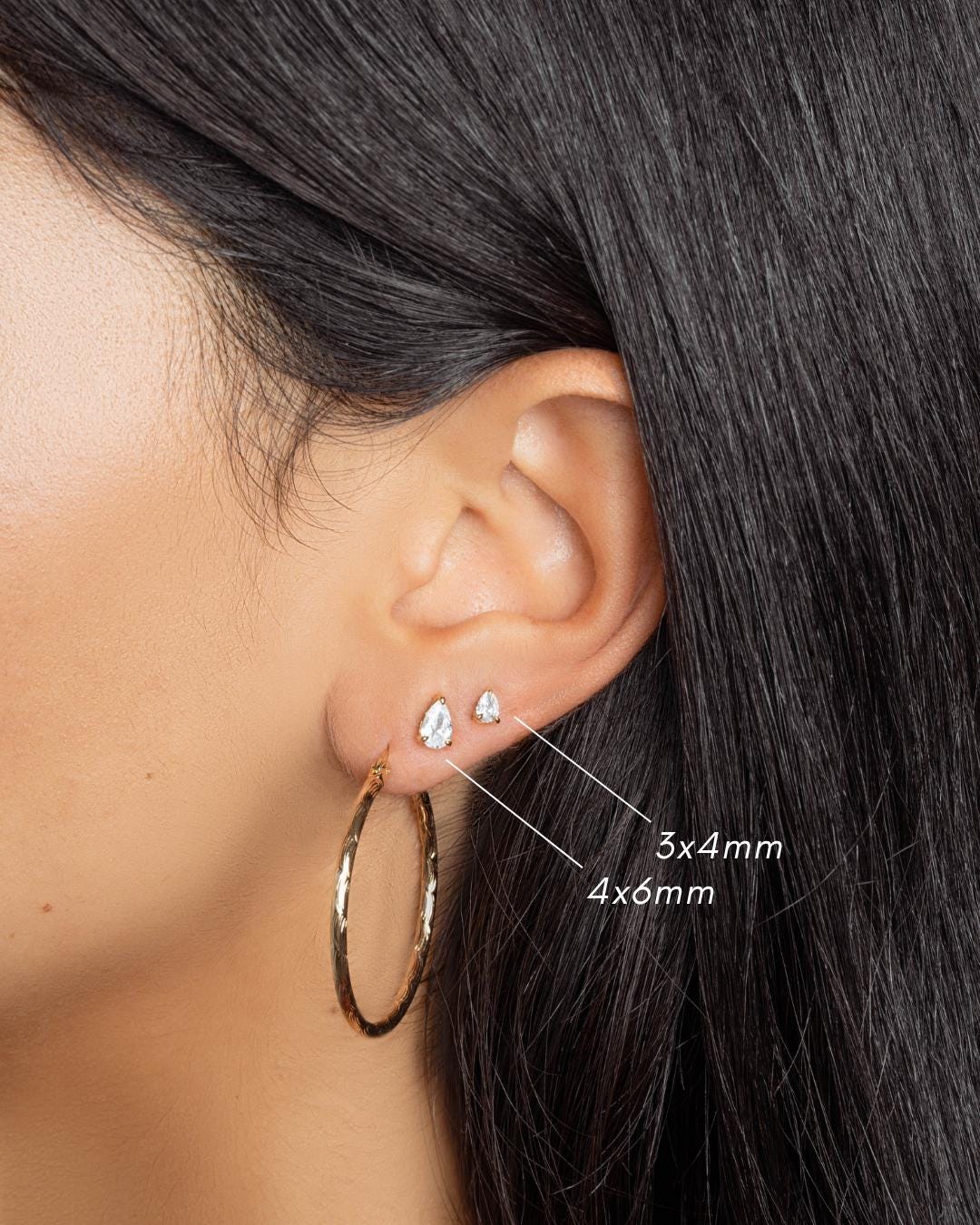 Pear Stud Earrings available in Multiple Sizes, Tear Drop Earrings, Diamond Studs, Cartilage Studs, Small Studs