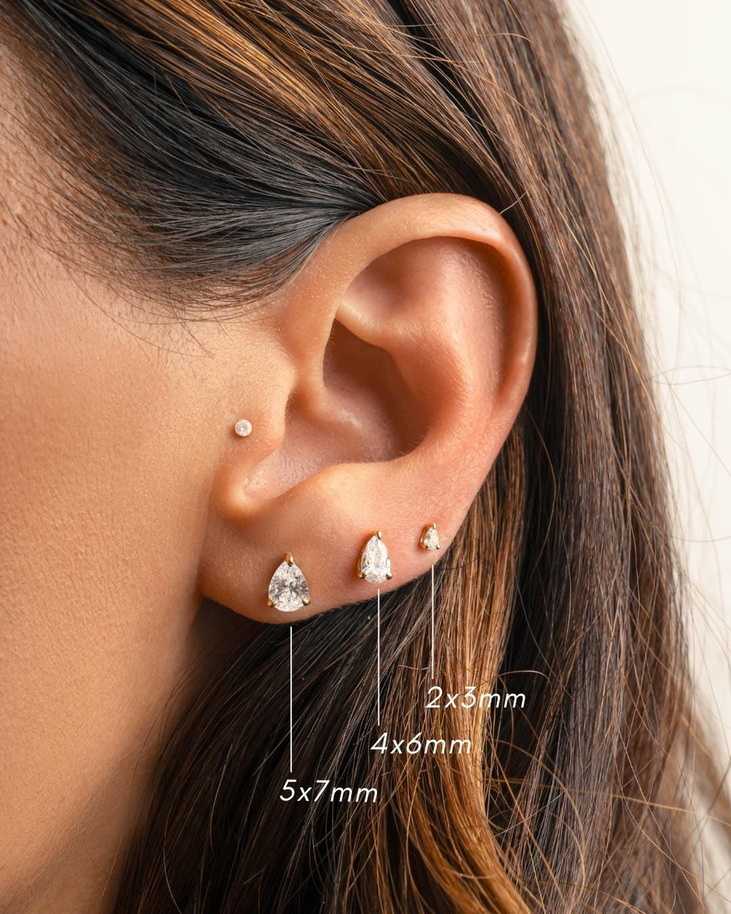 Pear Stud Earrings available in Multiple Sizes, Tear Drop Earrings, Diamond Studs, Cartilage Studs, Small Studs
