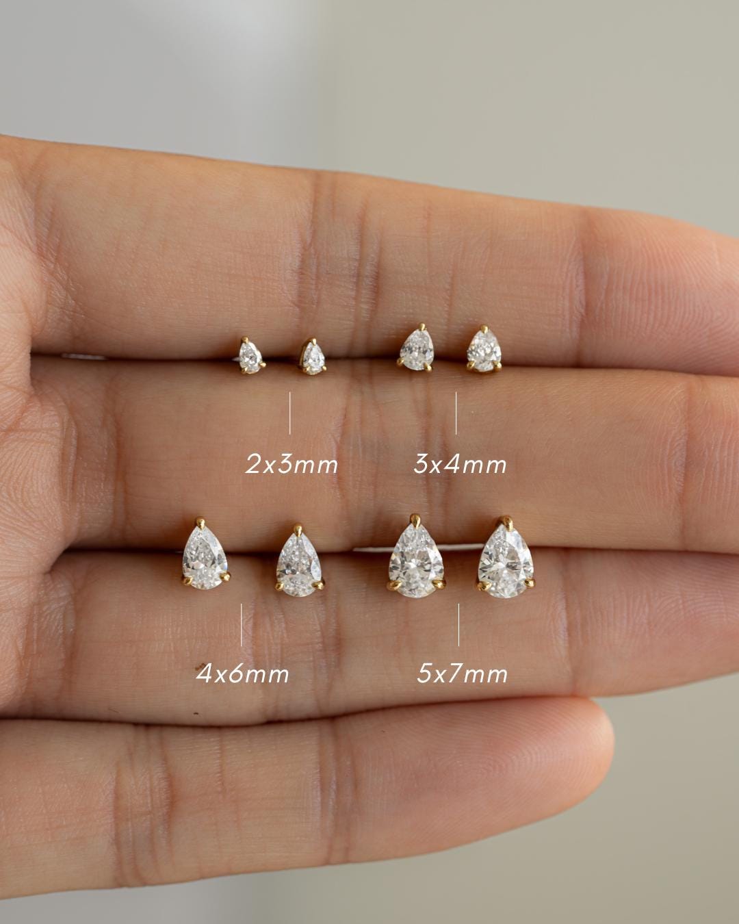 Pear Stud Earrings available in Multiple Sizes, Tear Drop Earrings, Diamond Studs, Cartilage Studs, Small Studs