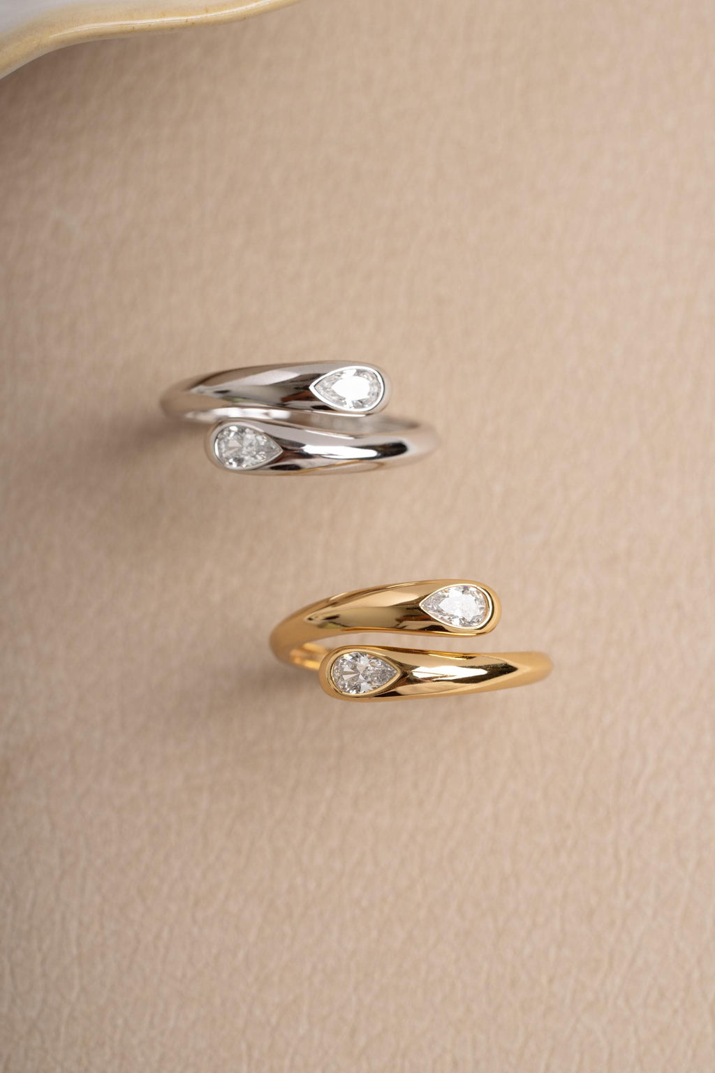 Pear Bypass Ring by Sami Jewels, Spiral Ring Design in Sizes 4-10, Pear Ring, Statement Ring, Minimalist Ring