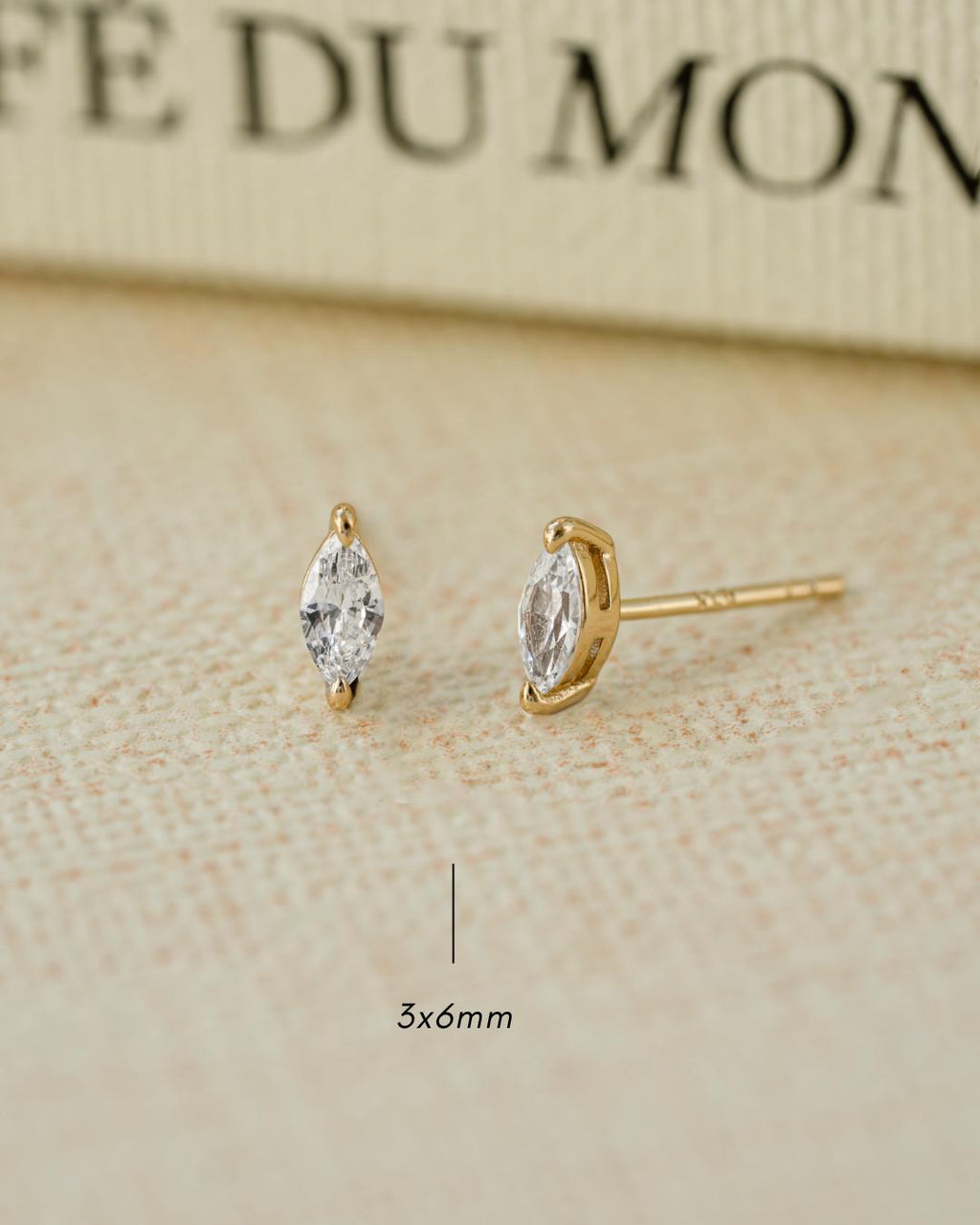Marquise Stud Earrings Available in 2 Sizes, Dainty Stud Earrings, Diamond Earrings, Tiny Earrings, Bridal Earrings
