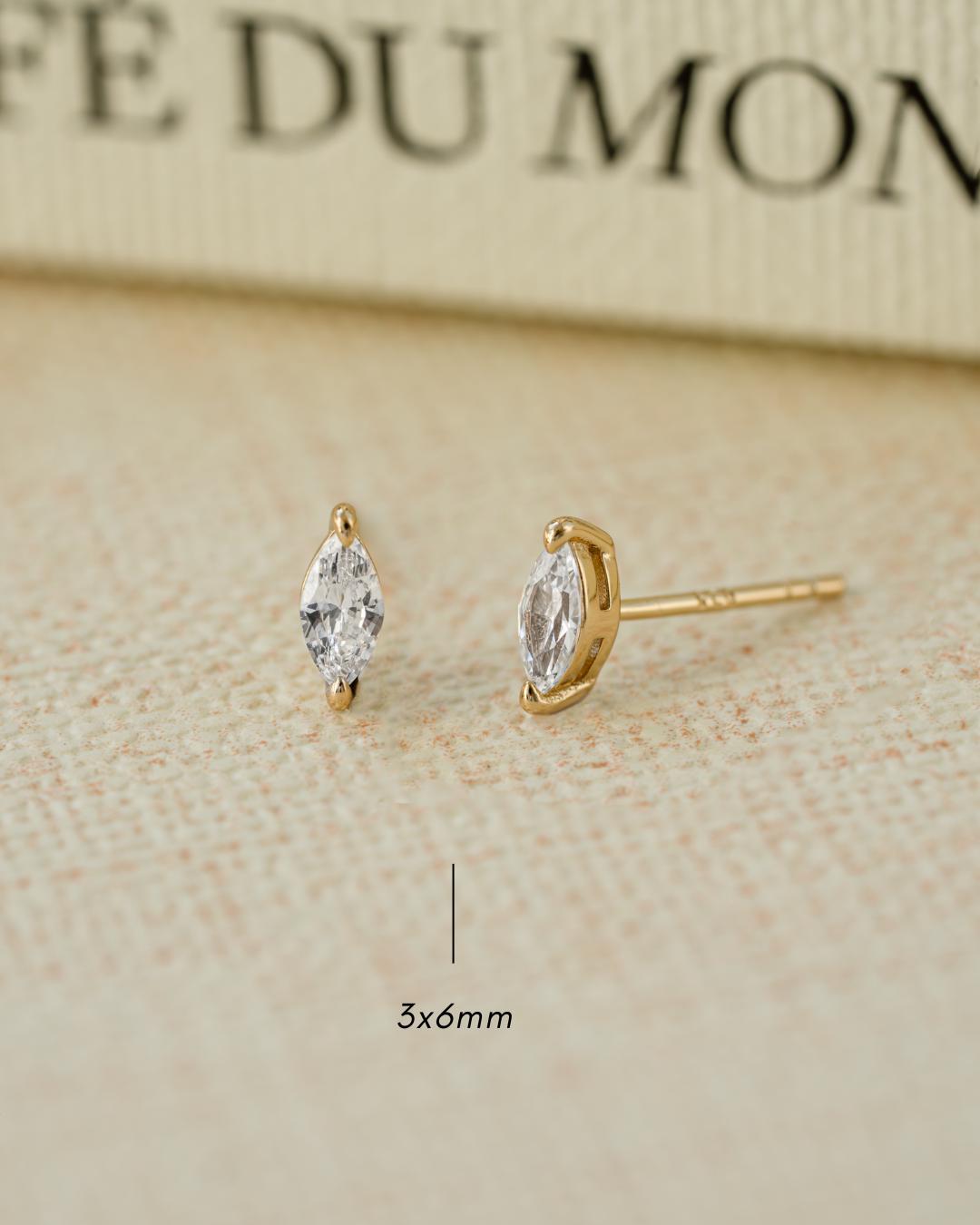 Marquise Stud Earrings Available in 2 Sizes, Dainty Stud Earrings, Diamond Earrings, Tiny Earrings, Bridal Earrings