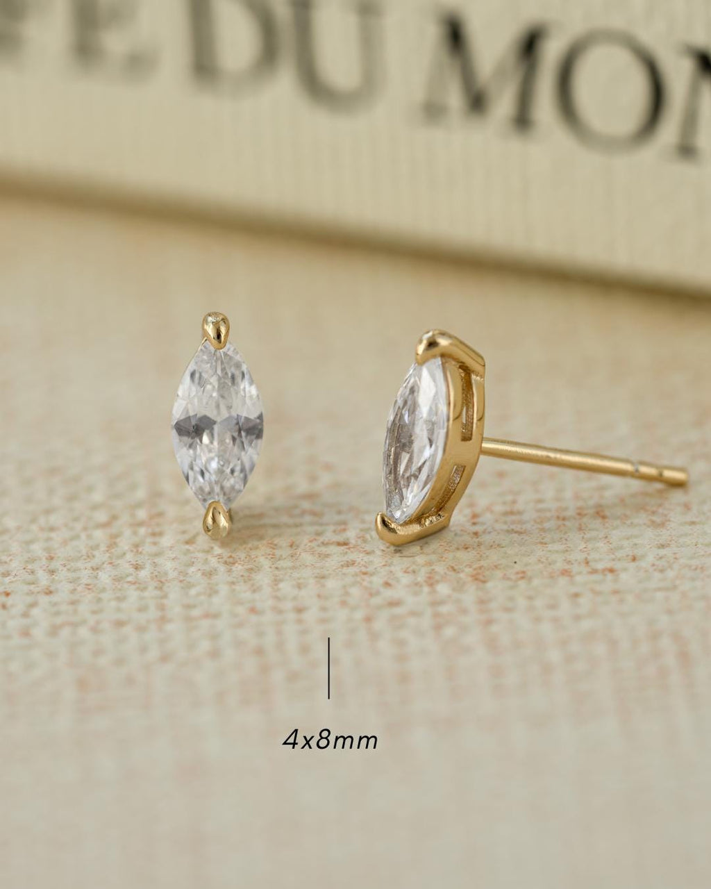 Marquise Stud Earrings Available in 2 Sizes, Dainty Stud Earrings, Diamond Earrings, Tiny Earrings, Bridal Earrings