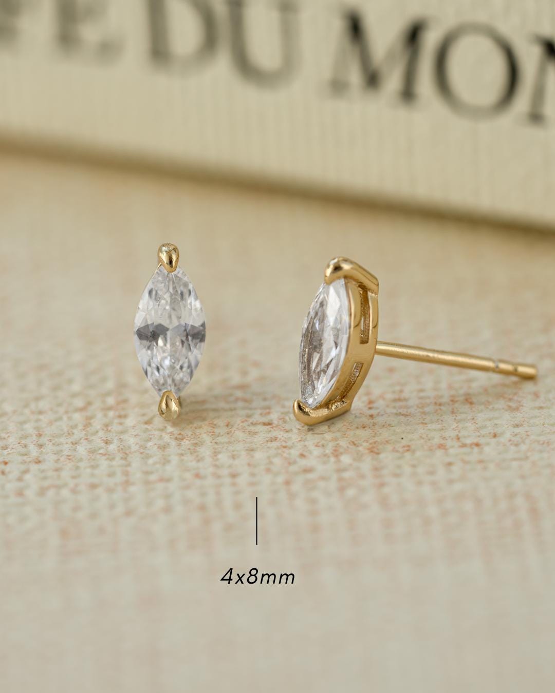 Marquise Stud Earrings Available in 2 Sizes, Dainty Stud Earrings, Diamond Earrings, Tiny Earrings, Bridal Earrings