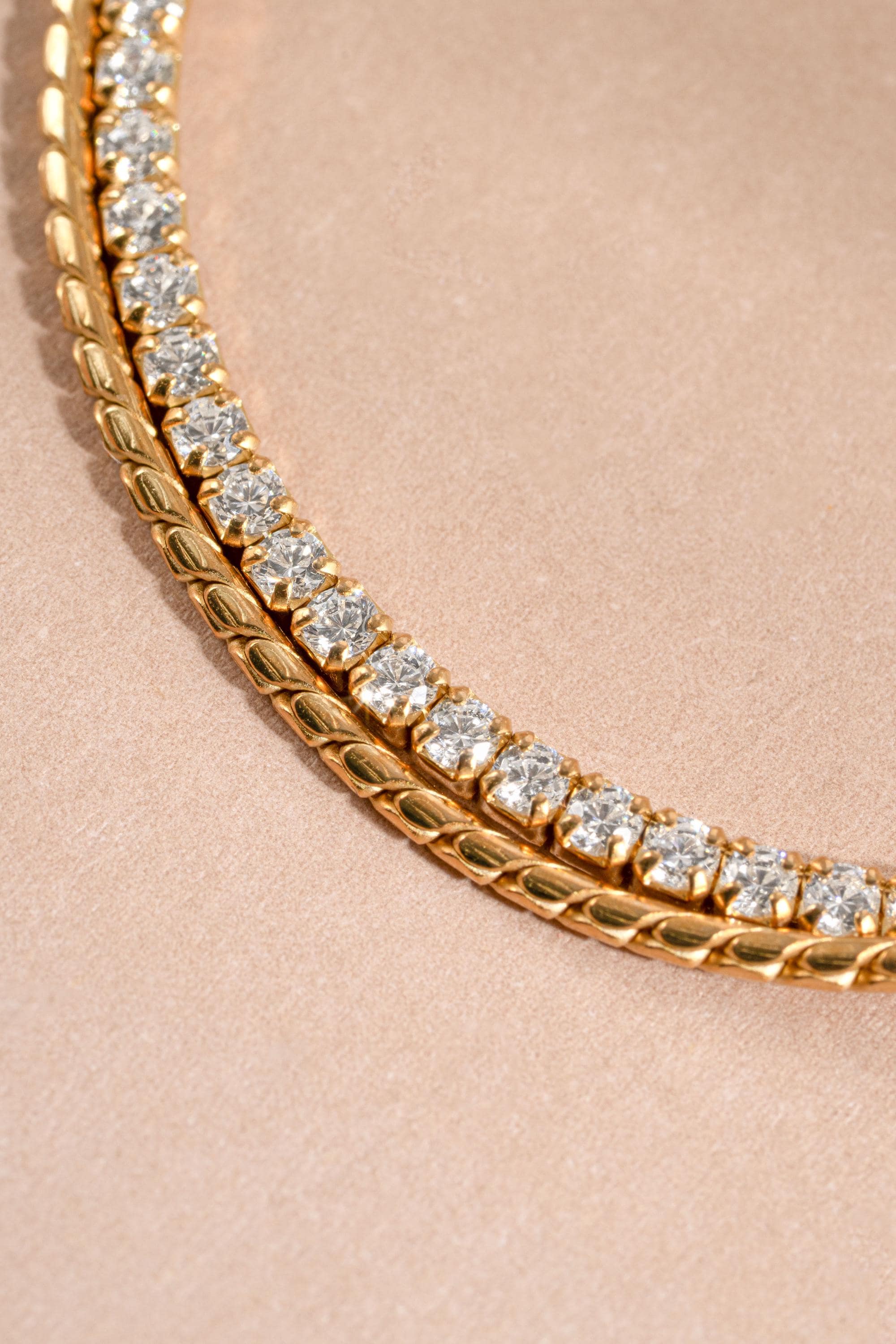 Two Bracelet Set, Dainty Diamond Tennis Bracelet and Thin Chain Bracelet Set by Sami Jewels, Adjustable Bracelet for Women