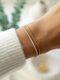 Two Bracelet Set, Dainty Diamond Tennis Bracelet and Thin Chain Bracelet Set by Sami Jewels, Adjustable Bracelet for Women