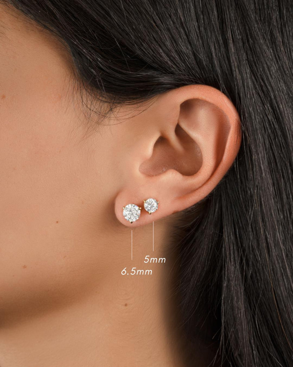 Diamond Stud Earrings Available in 4 Sizes, Dainty Stud Earrings, Round Stud Earrings, Sterling Silver Earrings, Bridal Earrings