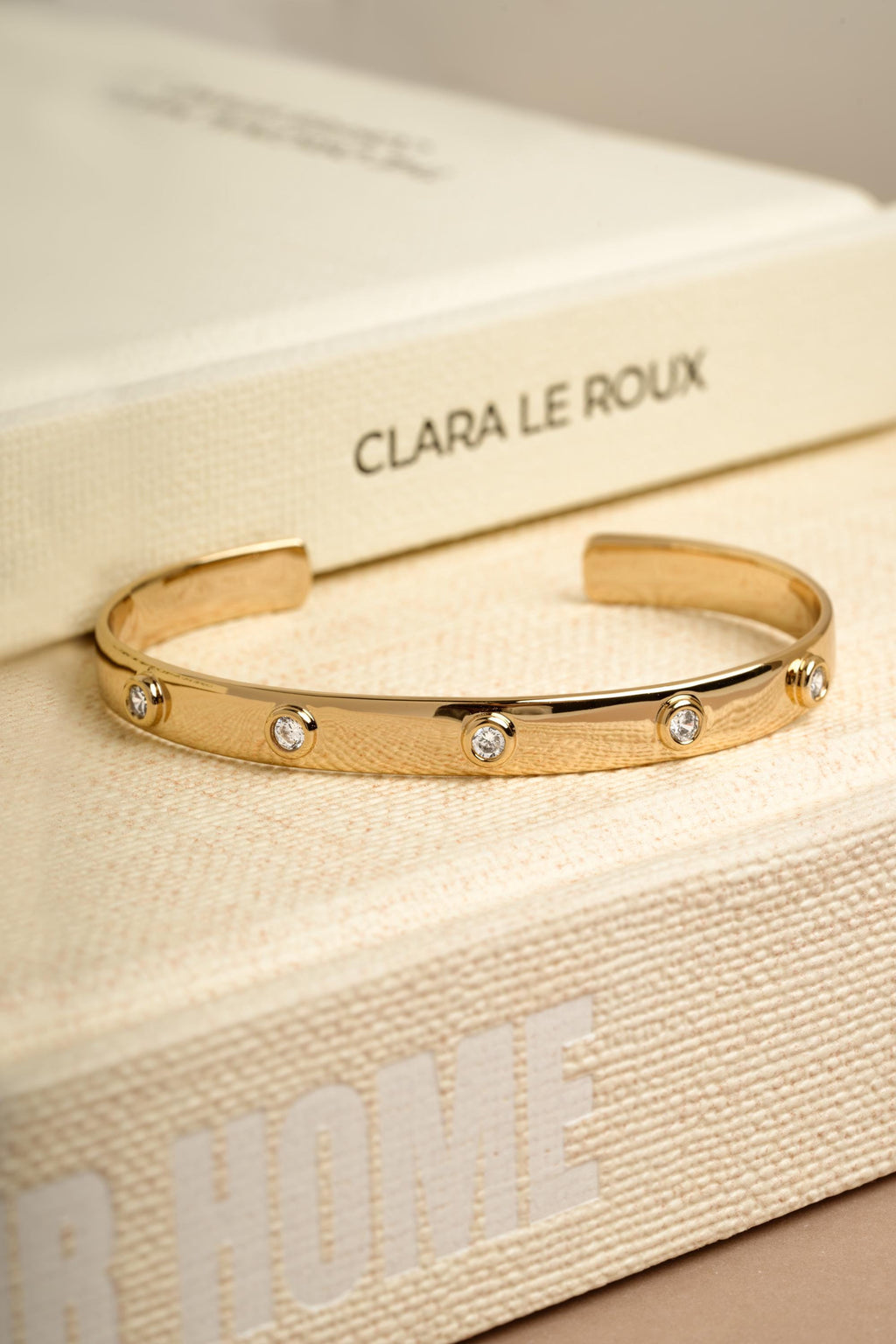 Diamond Bezel Cuff Bracelet by Sami Jewels, Adjustable Design available in Gold or Silver