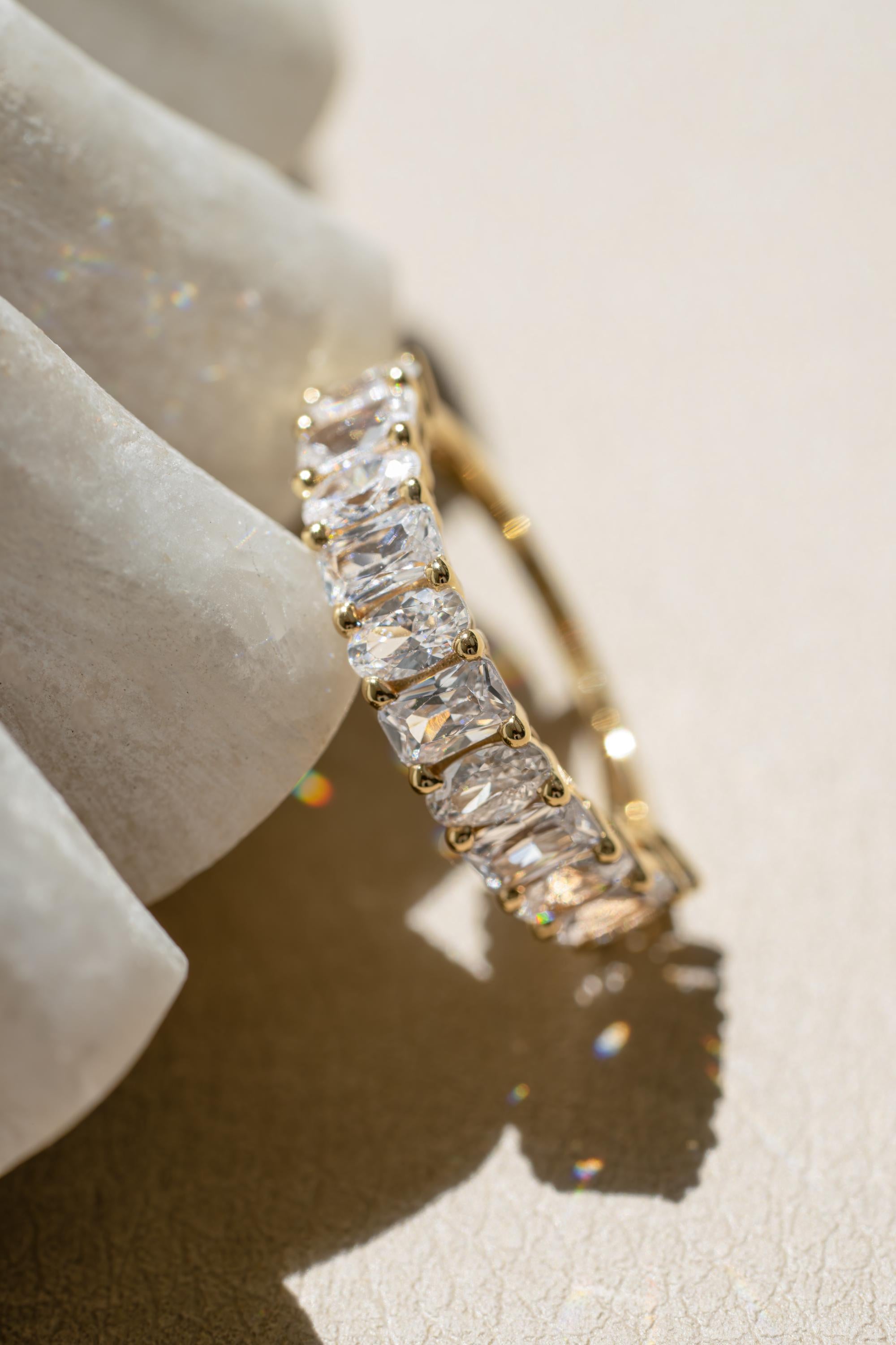 Diamond Ring by Sami Jewels, Cubic Zirconia Wedding Band, Radiant Cut & Oval Cut Stone,