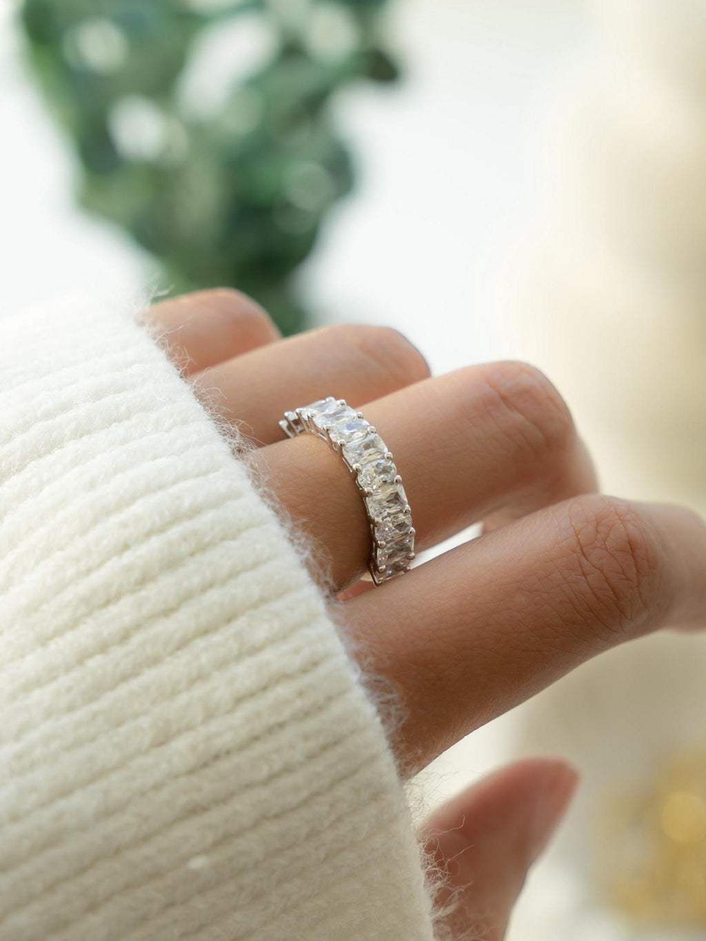 Diamond Ring by Sami Jewels, Cubic Zirconia Wedding Band, Radiant Cut & Oval Cut Stone,